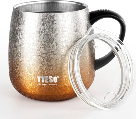 TYESO Office Coffee Mug,Vacuum Insulated Mug Double Wall Stainless Steel Cup (Rose Gold, 16 oz)