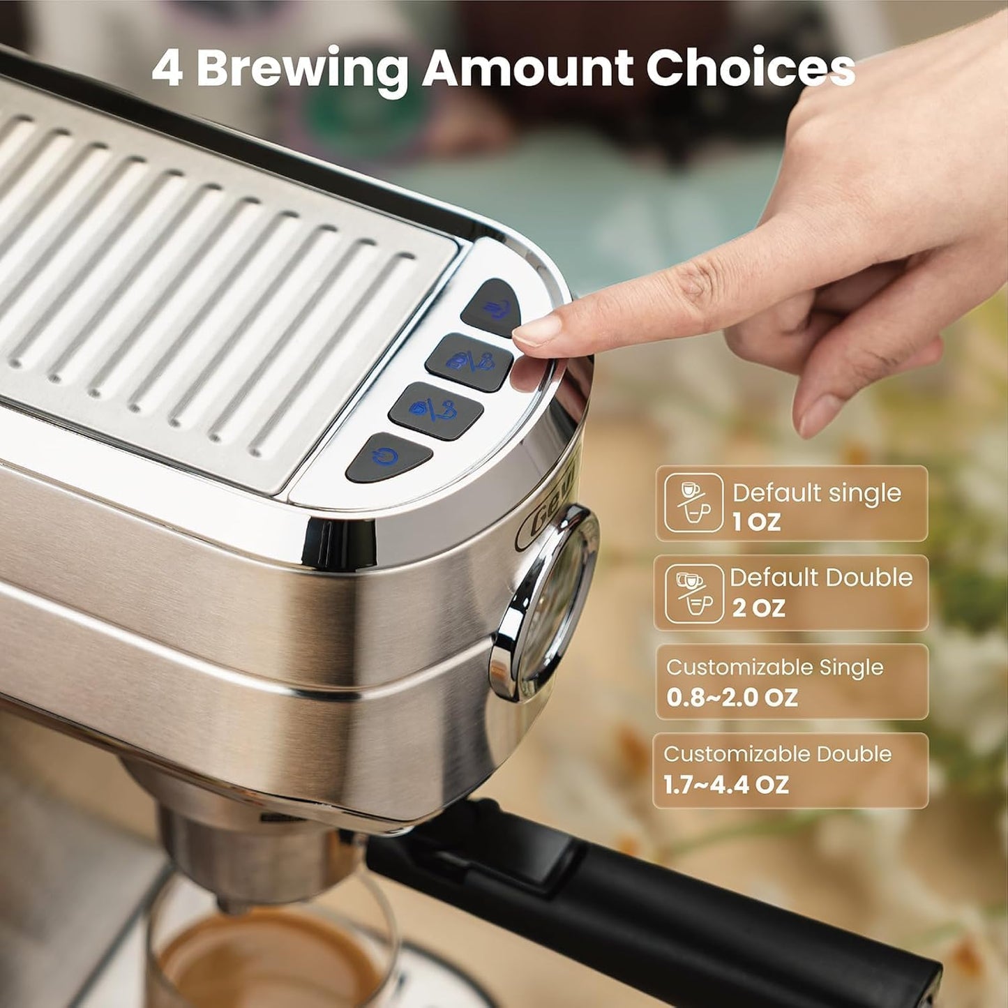 Gevi Espresso Machine 20 Bar with Portafilter for Nespresso Original Capsules and Coffee Powder, Professional Espresso Maker with Milk Frother for Cappuccino, Latte, Compact Espresso Coffee Machine