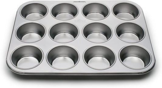 Fox Run Muffin and Cupcake Pan, 12 Standard Cup, Stainless Steel