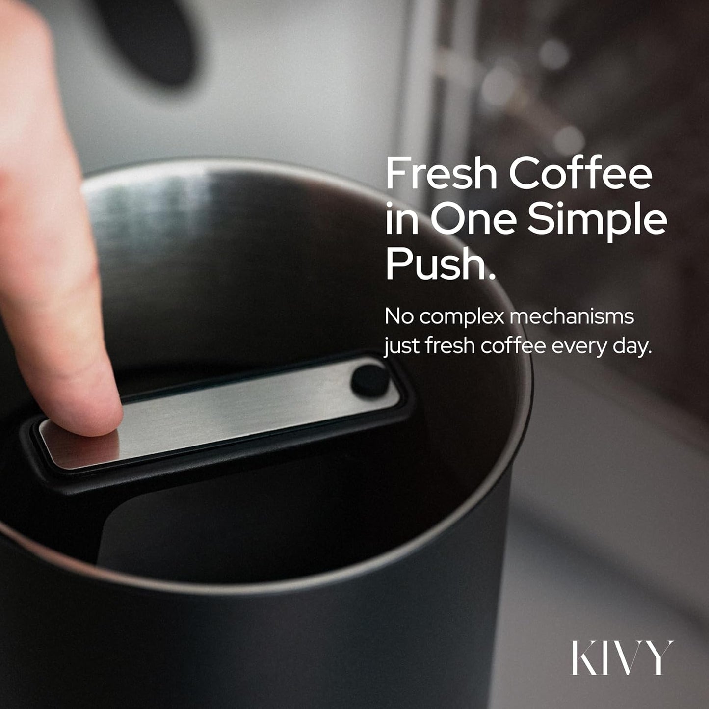 KIVY Vacuum Seal Coffee Canister [AIRTIGHT] - Coffee Canister with Airtight Lid - Airtight Jar - Air Tight Coffee Container - Coffee Storage Vacuum Canister (Stainless Steel)
