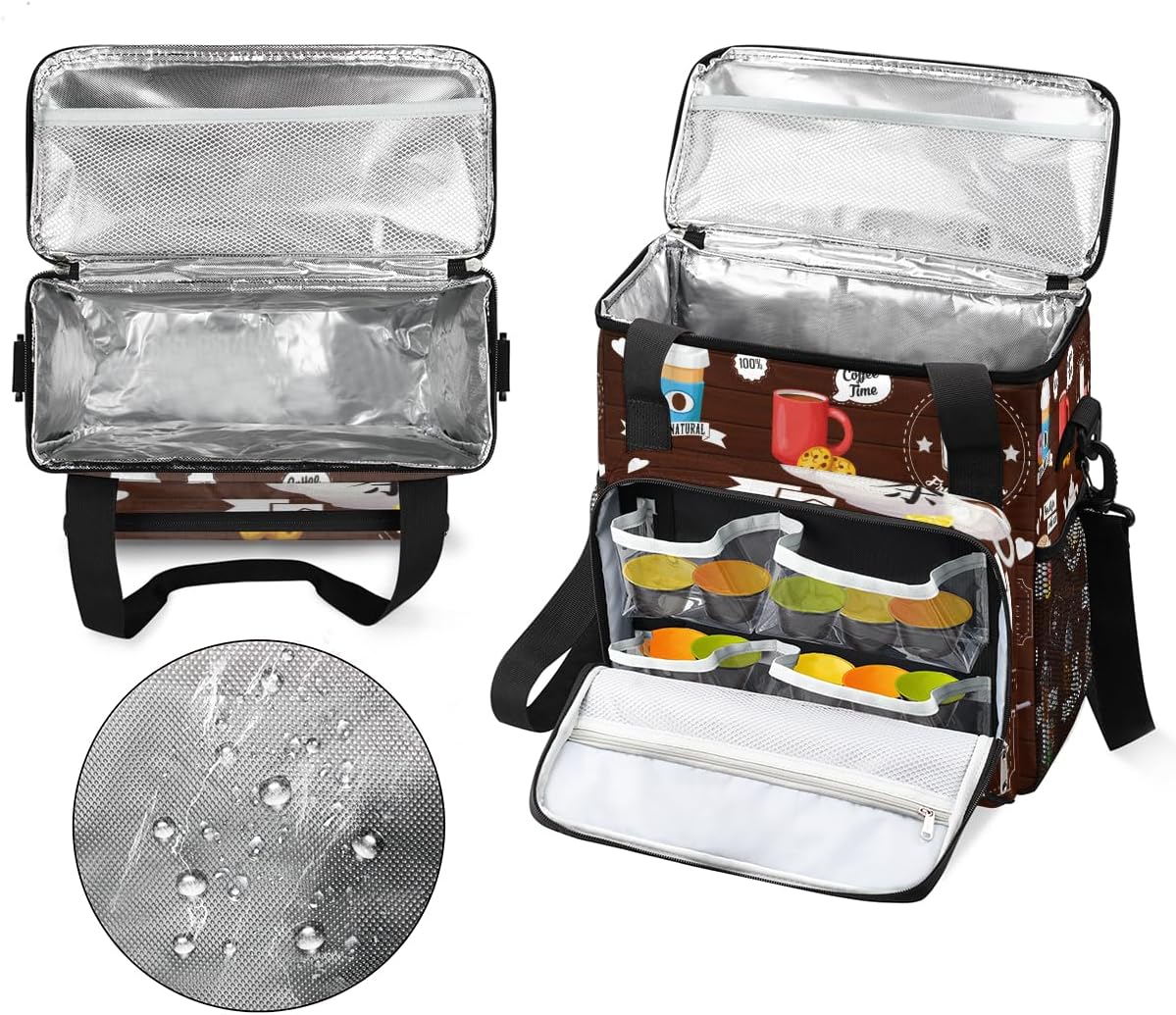 Coffee Culture Maker Carring Bag Cafe Travel Carrying Storage Tote Compatible with Keurig K-Mini or Plus Portable Single Serve Brewer Case Pockets for K-cup Pods