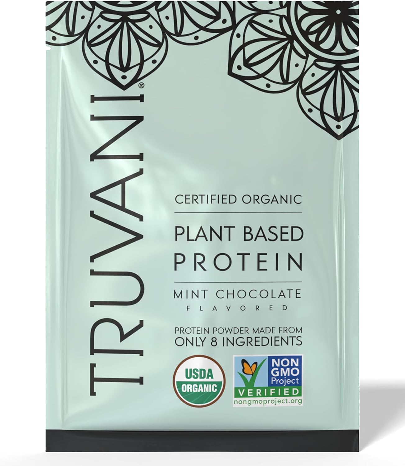 Truvani Vegan Pea Protein Powder | Mint Chocolate | 20g Organic Plant Based Protein | 1 Serving | Keto | Gluten & Dairy Free | Low Carb | No Added Sugar