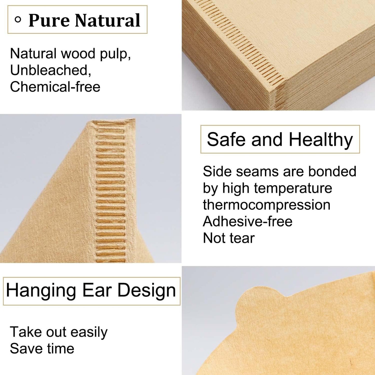 Cone Coffee Filters Size 01, 100 Count Unbleached 1-2 Cups Disposable V01 Coffee Paper Filters, Compatible with Cone Shaped Pour Over Coffee Filter and Drip Coffee Maker