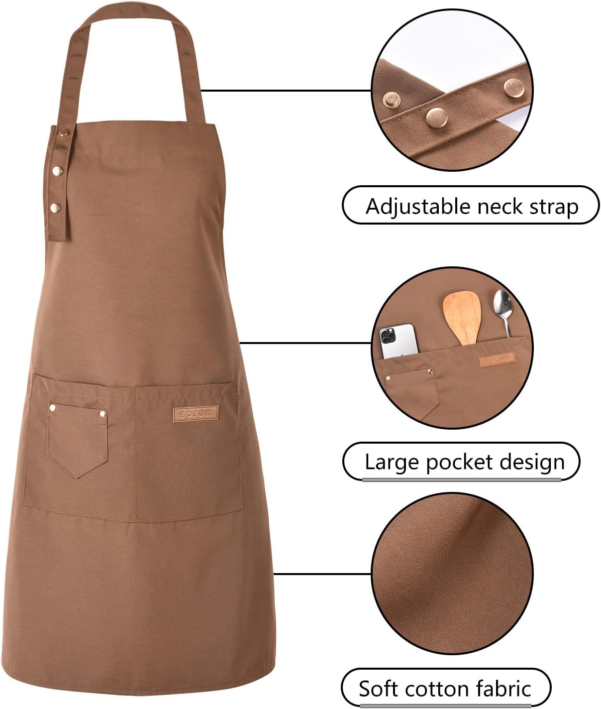 Tosewever Art Aprons for Women Painting Pottery Baking, Mens Buckle Straps Kitchen Apron with Pockets for Chef Cooking