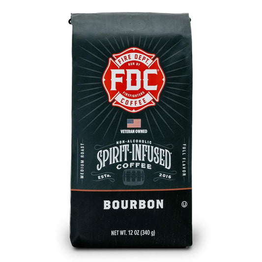 Fire Department Coffee - Bourbon Coffee - Gives Back to Firefighters - Premium Bourbon Infused Whole Beans - Medium Roast - Non-Alcoholic - Roasted in the USA - Veteran Owned - 12 oz