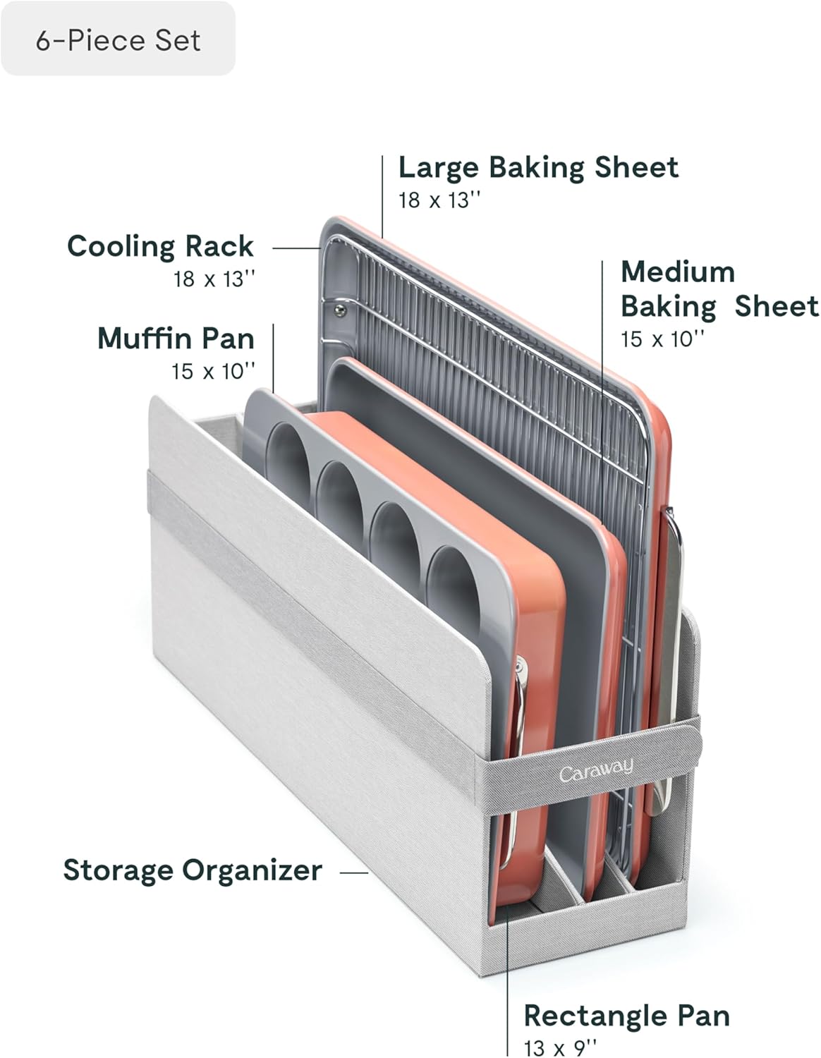 Caraway Nonstick Ceramic Bakeware Set (5 Pieces) - Baking Sheets, Assorted Baking Pans, & Storage - Aluminized Steel Body - Non Toxic, PTFE & PFOA Free - Perracotta