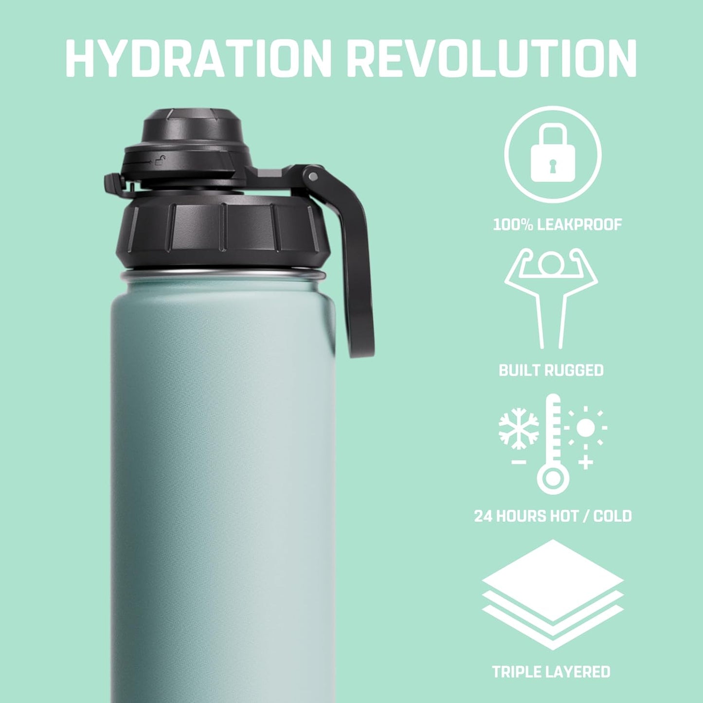 Vessence Tea Infuser Bottle - 24 Oz Insulated Loose Leaf & Fruit Infuser Bottle | Leak Proof with FlowSip Lid