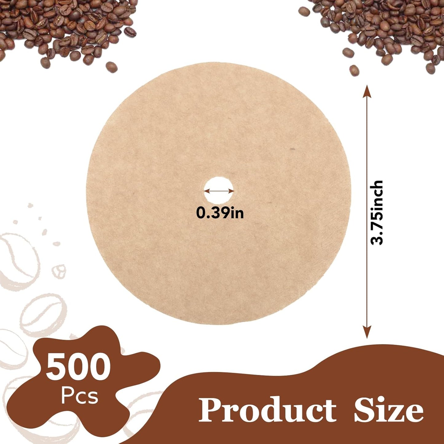 500 Count Percolator Coffee Filters, 3.75in Natural Unbleached Percolator Filters Disposable Disc Coffee Filters for Coffee Shops, Camping, Home, Office