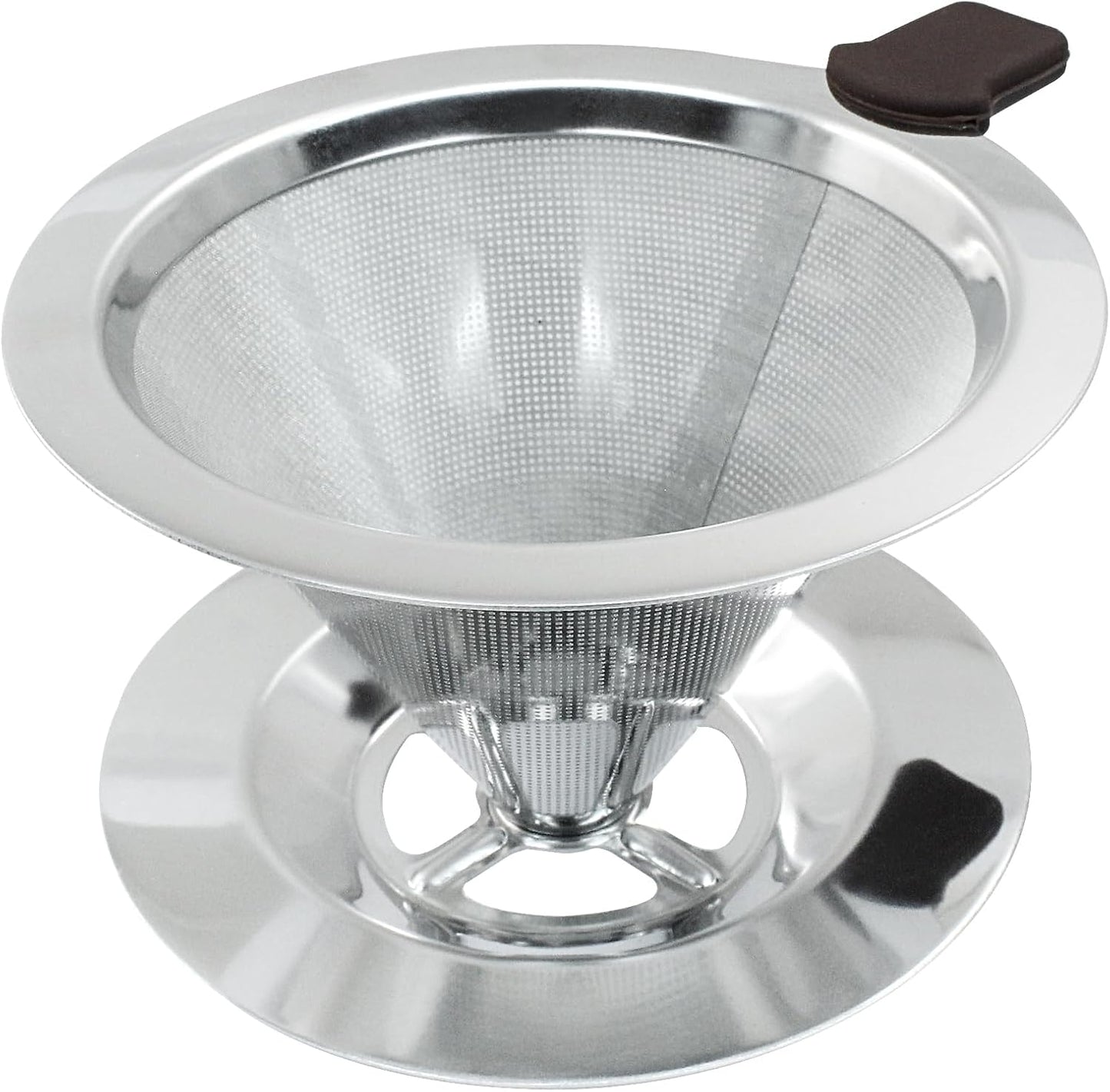 Waziaqoc Pour Over Coffee Dripper, Reusable Paperless Coffee Filter for 1-2 Cups, Stainless Steel Drip Cone Brew Coffee Strainer,Upgraded Double Micro Mesh Filter with Cup Stand
