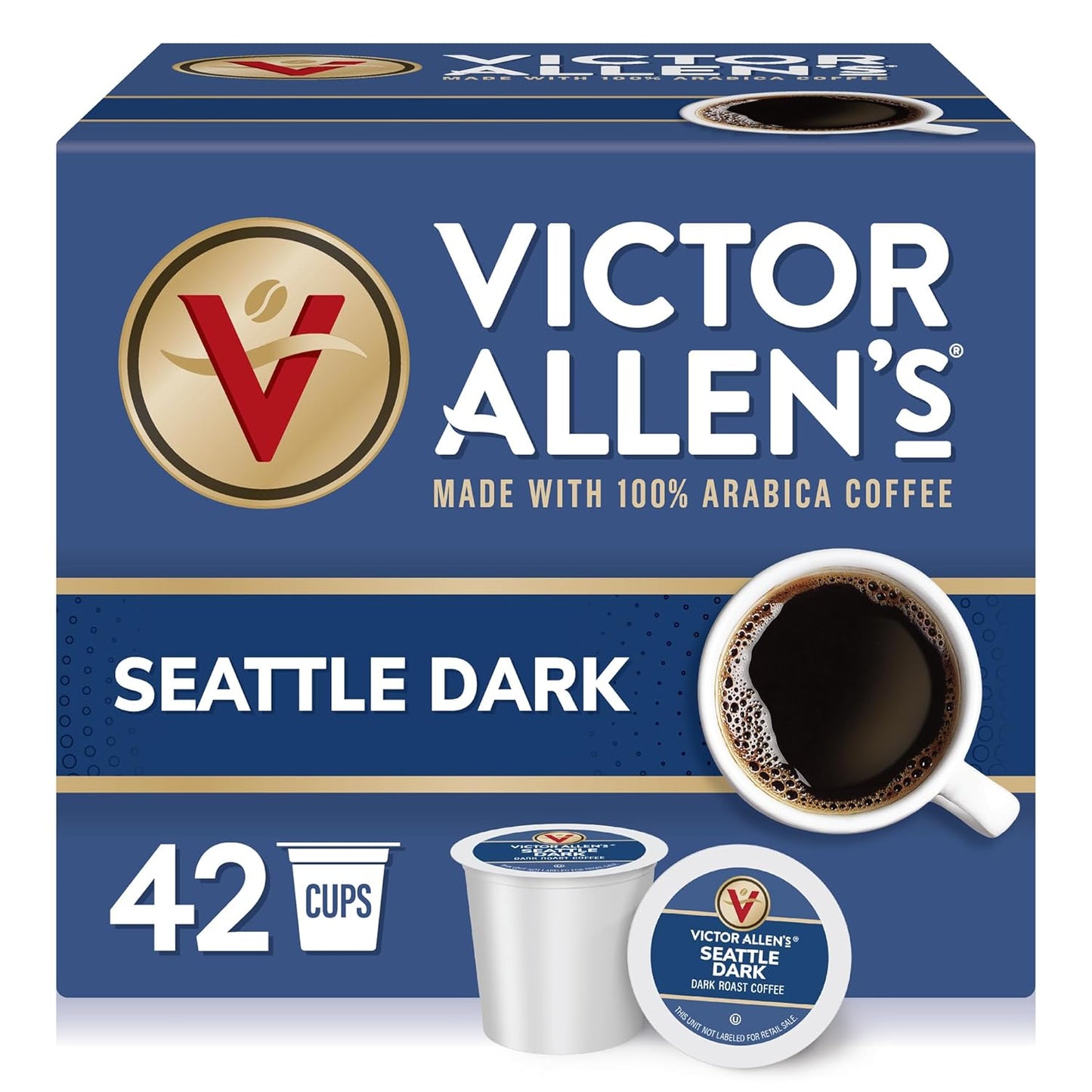 Victor Allen's Coffee Seattle Dark, Dark Roast, 42 Count, Single Serve Coffee Pods for Keurig K-Cup Brewers