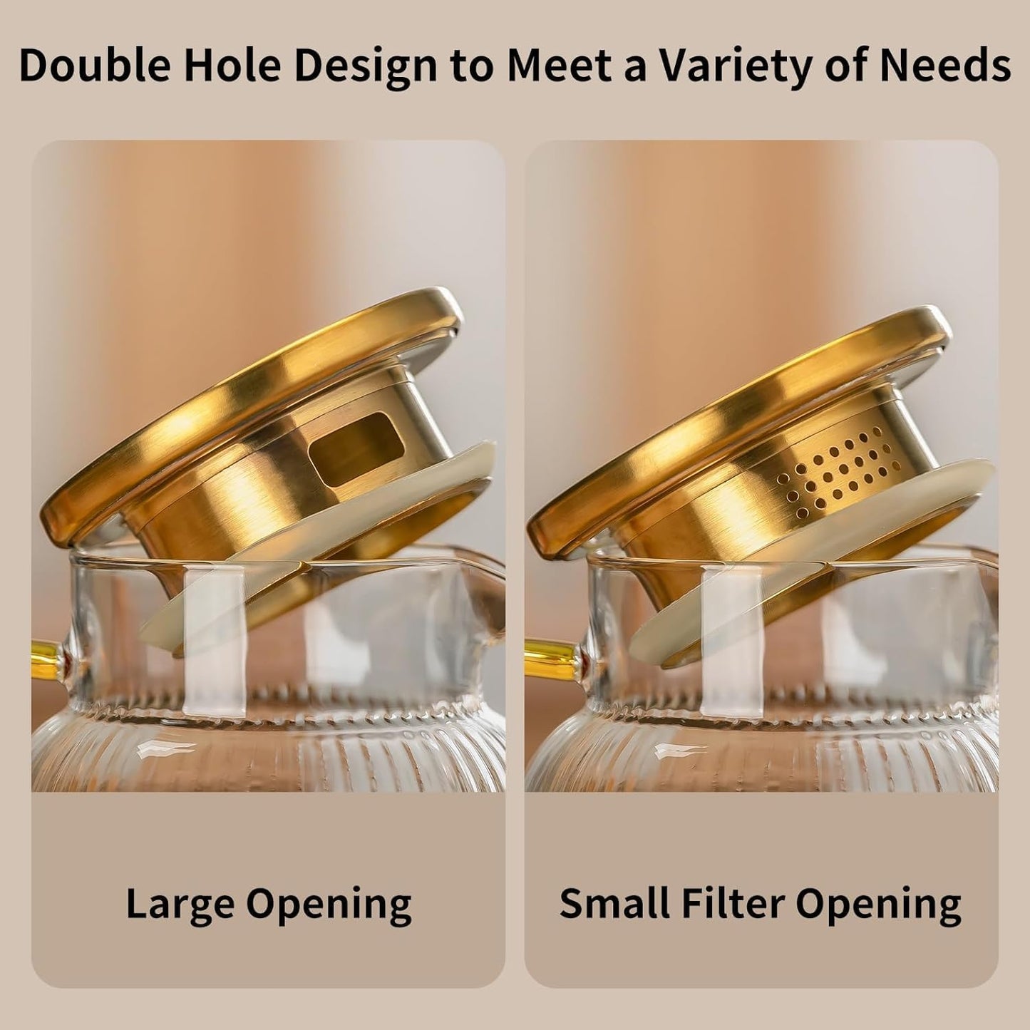 Glass Pitcher with Lid, 68 oz/2 Liter Classic Vertical Stripes Water Pitcher,Glass Water Carafe for Cold Brew, Coffee, Lemonade, Iced Sun Tea,Beverage,Milk, Heat Resistant