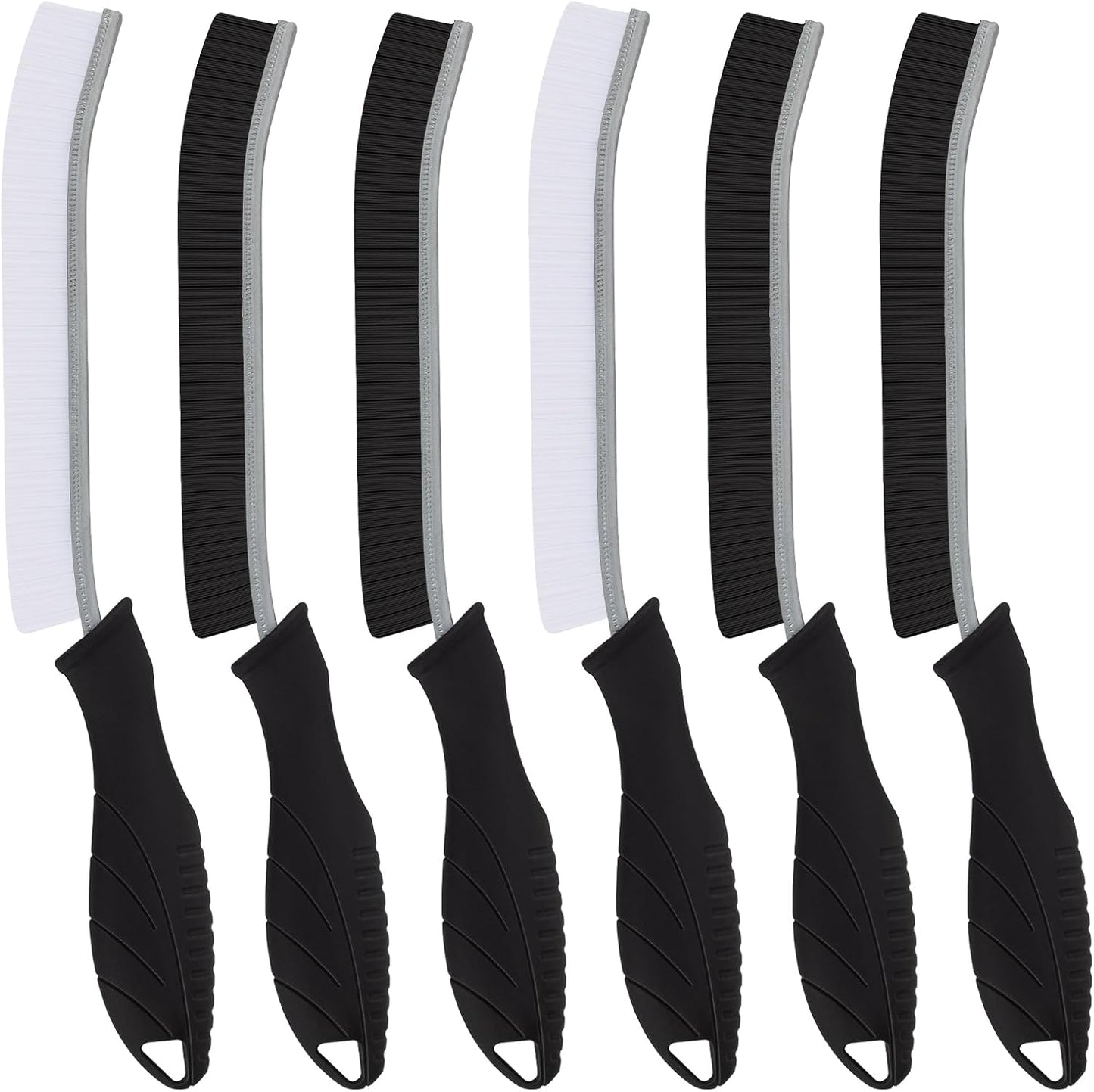 Hard Bristle Crevice Cleaning Brush-Thin Gap Scrub Brush, Small Cleaning Brush, Grout Brush, Kitchen Brush, Cleaning Tools for Toilet, Bathroom, Sink, Home, Household, Window (6, Black)