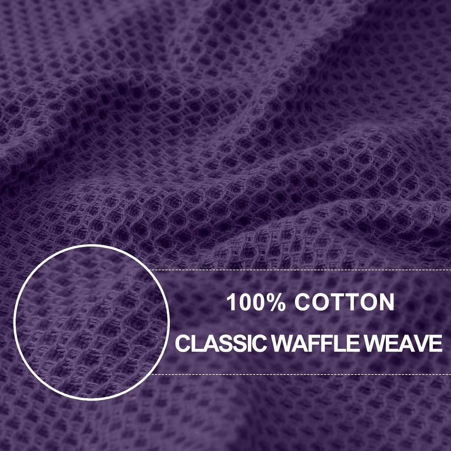 Homaxy 100% Cotton Waffle Weave Kitchen Dish Cloths, Ultra Soft Absorbent Quick Drying Dish Towels, 12 x 12 Inches, 12-Pack, Eggplant