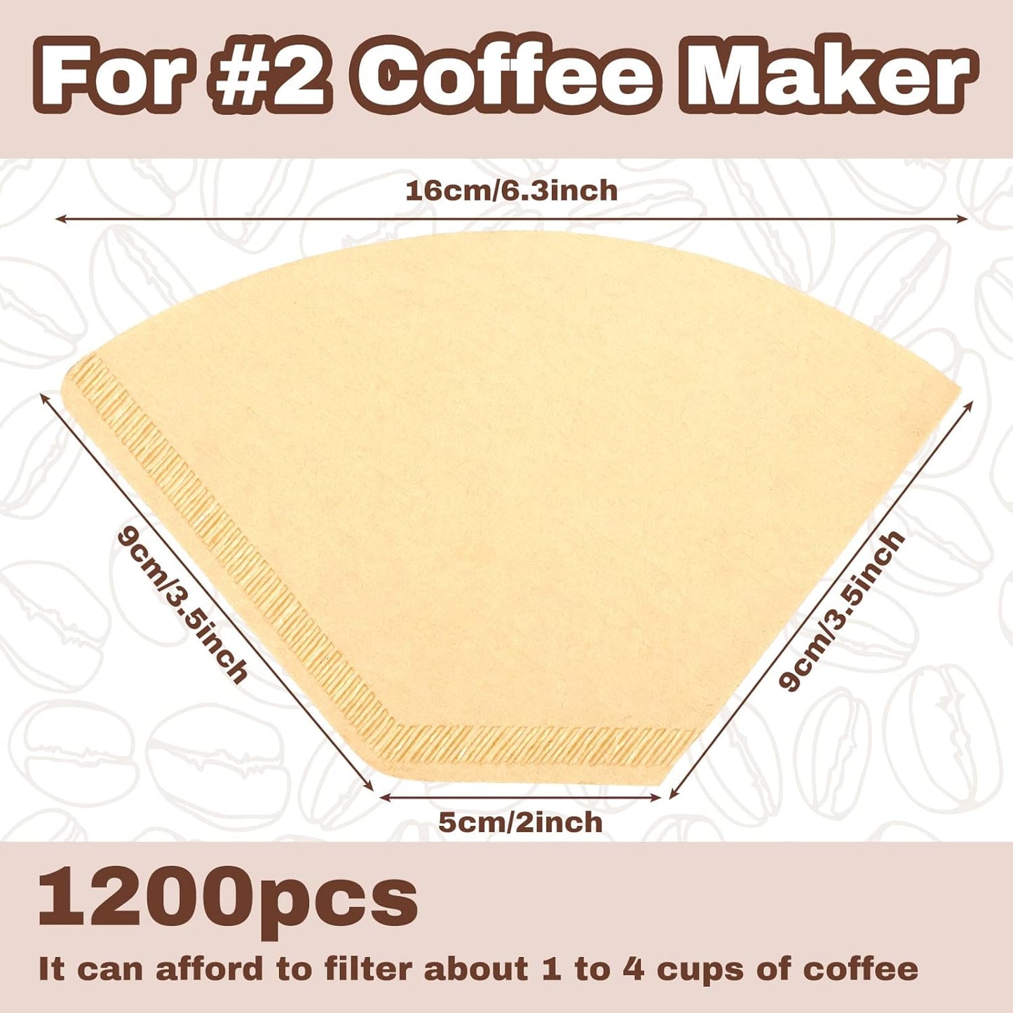 Teling 1200 Count Coffee Filter #2,cone Filters Bulk Disposable Natural Paper 2-4 Cup,natural Paper Unbleached Coffee Accessories for Pour over and Drip Maker