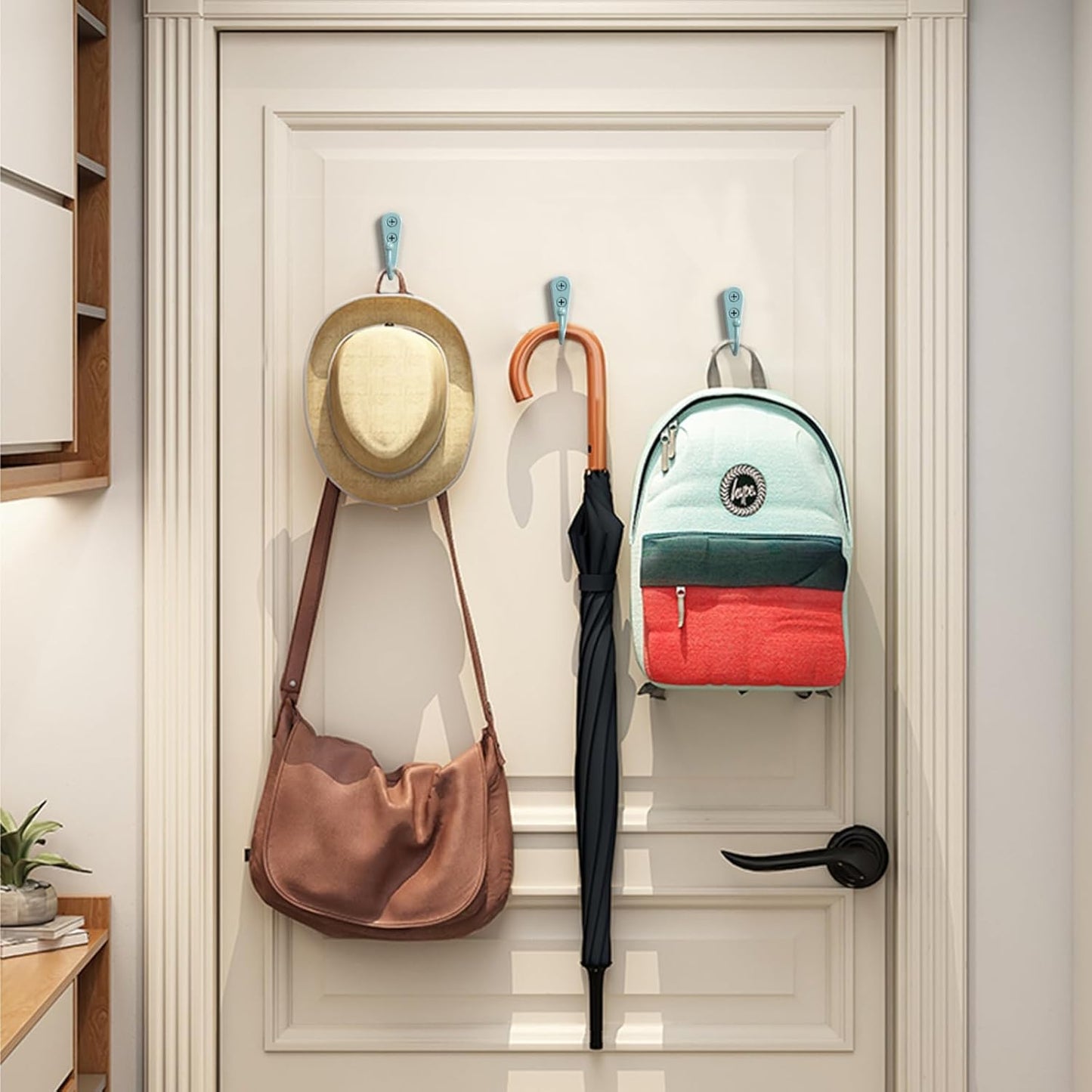 15 Pcs Black Wall Mounted Coat Hooks, Hanger Hook with 30 Pieces Screws for Towel, Key, Robe, Scarf, Bag, Cap, Coffee Cup, Mugs（Bule）