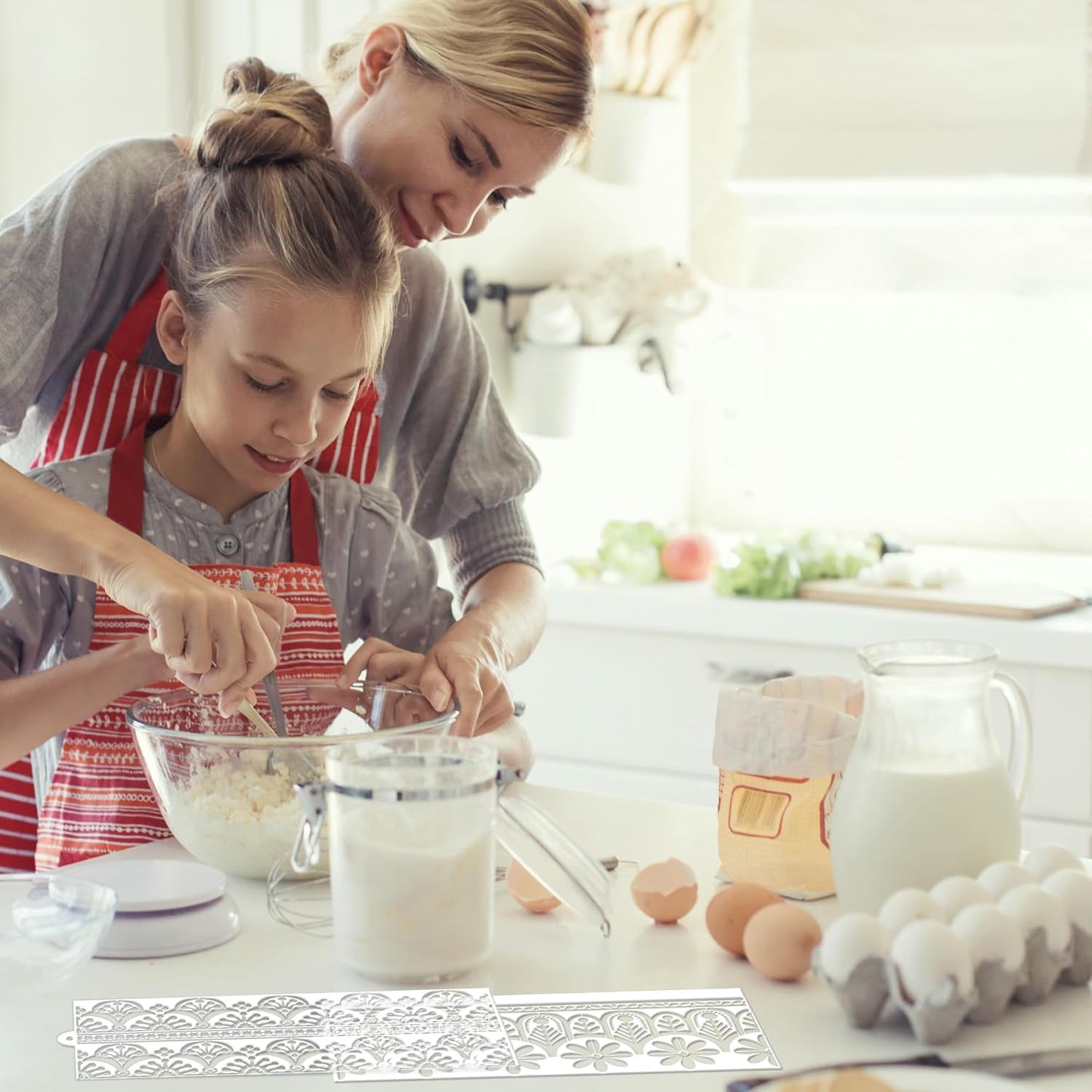 Cake Stencils Decorating for Baking - 12 Pcs Reusable Floral Border Stencils, Mexican Art Flower Lace Stencil, Buttercream Templates for Painting on Wood Crafts