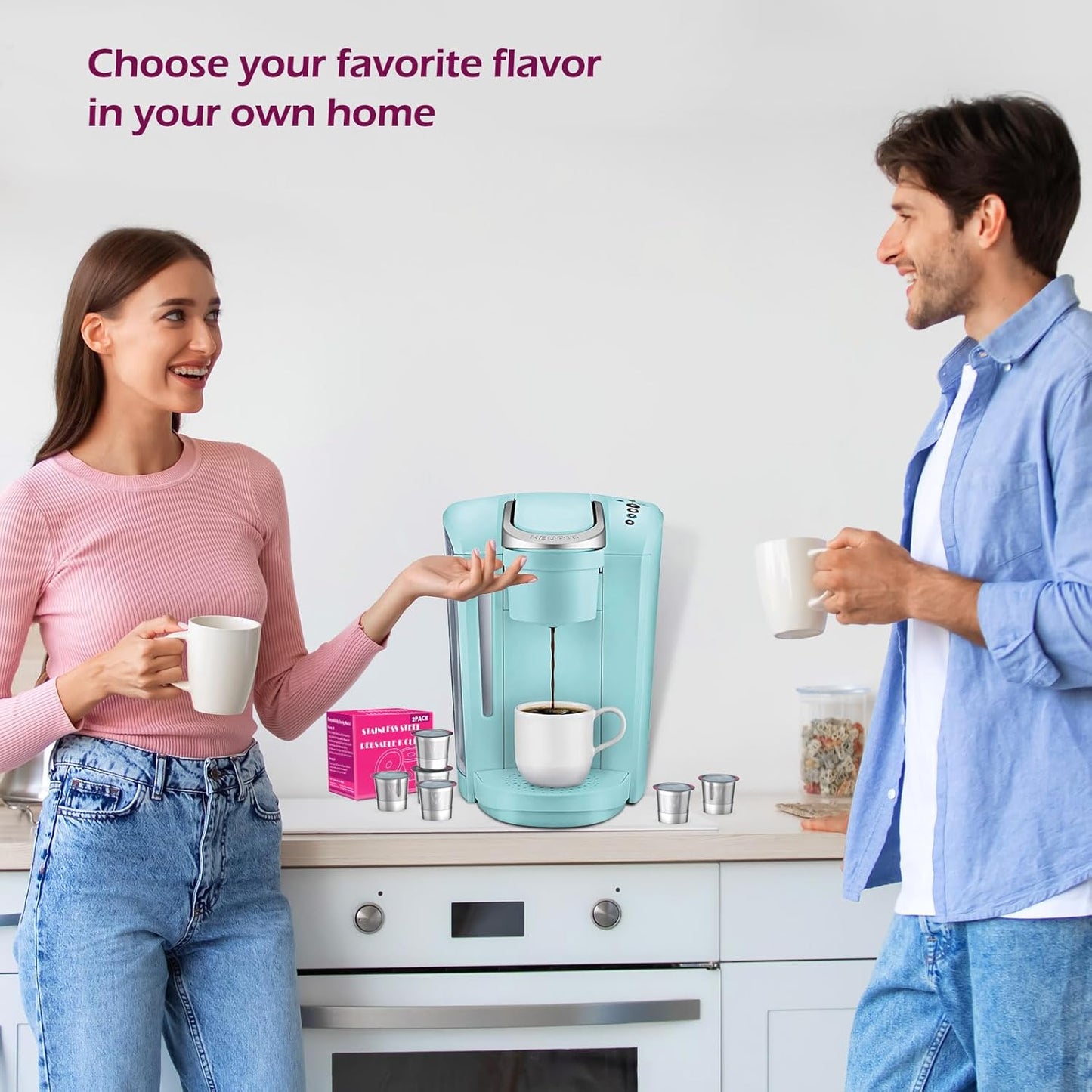 Reusable K Cups Coffee Pods for K eurig, Universal Stainless Steel Reusable K Cup Coffee Filters Compatible with K eurig 1.0 Coffee Machines,Eco-Friendly, BPA-Free (4 Pack)