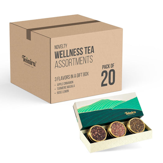 Teaniru, Novelty Tea Gift Box - 1 Carton (Box of 20) | Assorted Loose Leaf Tea Sampler Gift - 3 Flavors in Luxury Gift Box | Bulk Wellness Gifts for Employees, Clients & Family | Brew Hot/Iced