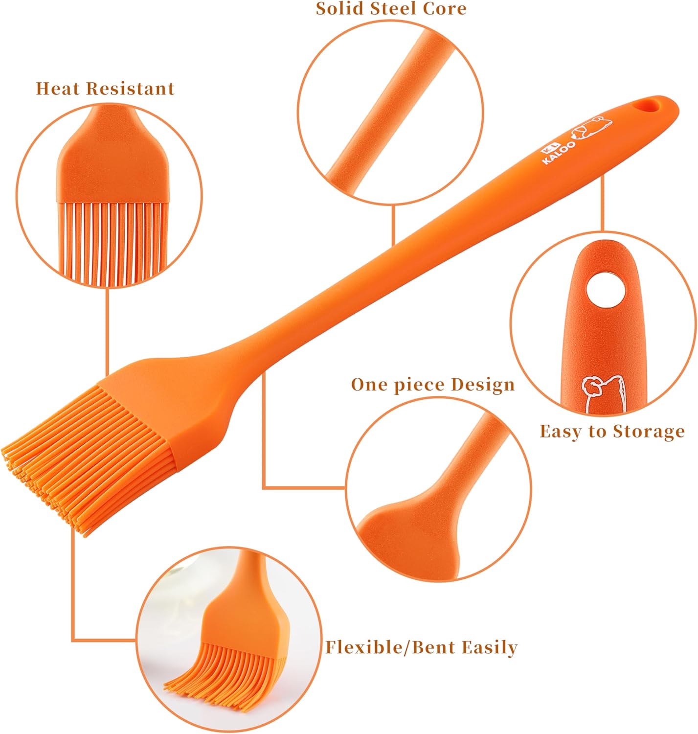 4PCS Silicone Basting Pastry Brush, Kaloo Kitchen Cooking Brush for Food Butter Oil BBQ Sauce Baking, Heat Resistant & Dishwasher Safe (Stylish Dog Pattern)