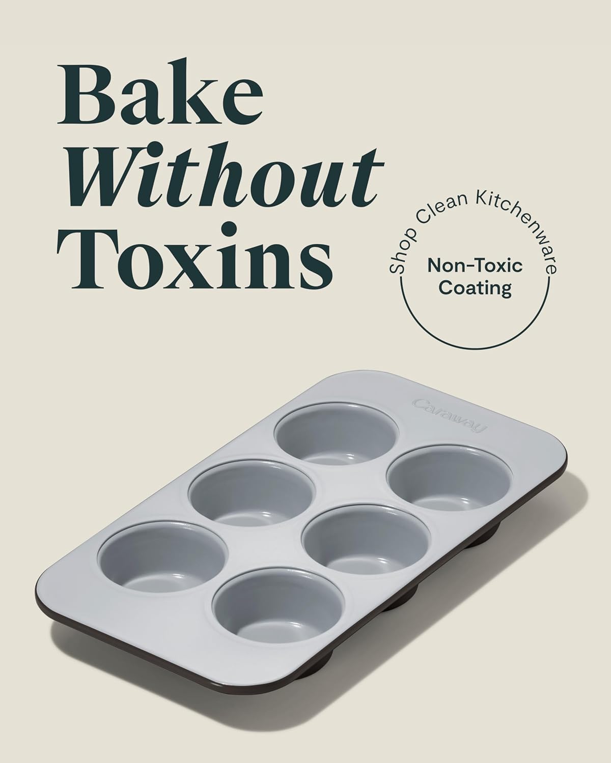 Caraway Nonstick Ceramic 6 Cup Muffin Pan Duo – Non-Toxic, PTFE & PFOA Free – Oven Safe – Aluminized Steel Core – Small Muffin Pan for Baking Cupcakes, Muffins & More - Black