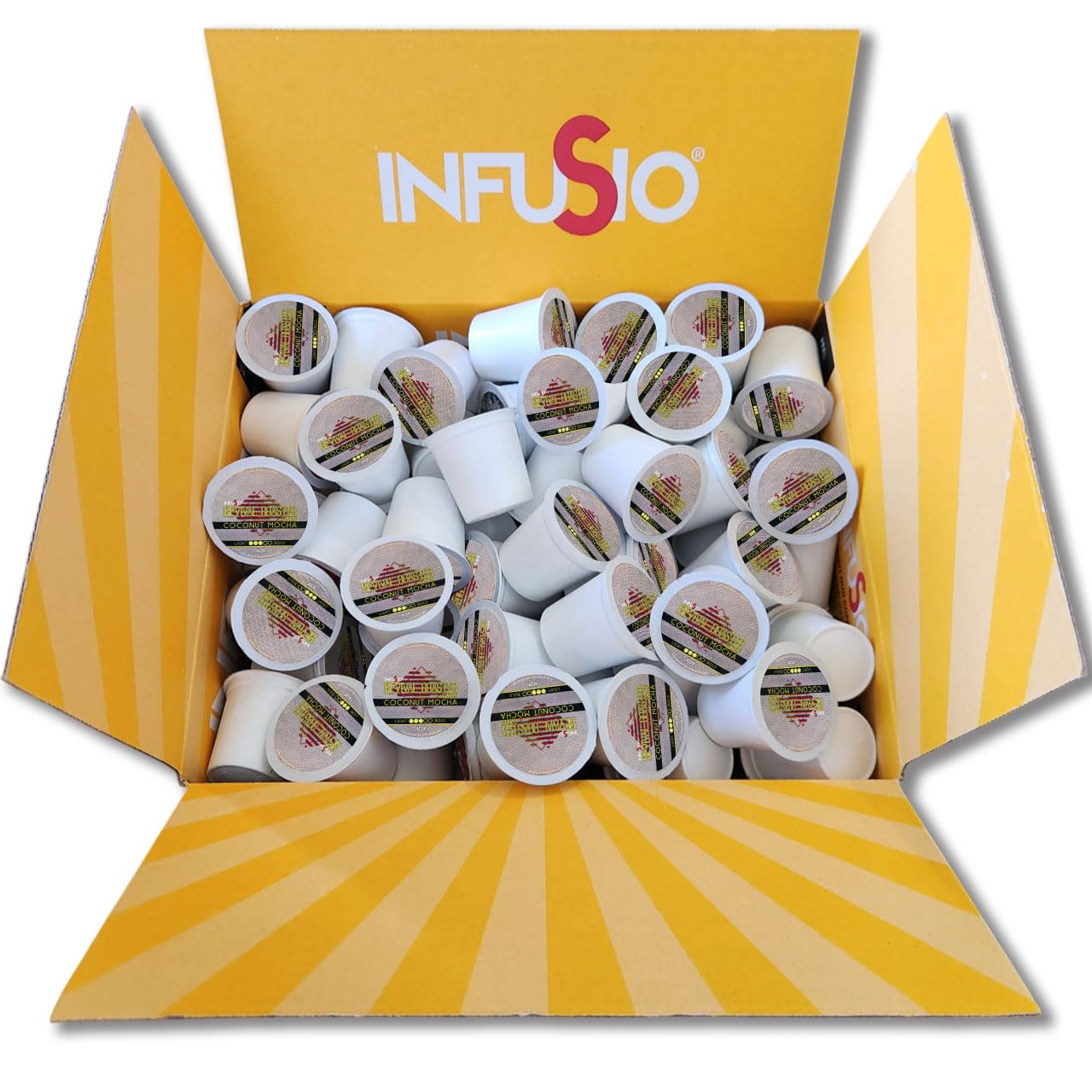 InfuSio Coffee Pods – 96 Count, Coconut Mocha (Flavored Coffee) Single Serve Coffee Pods for Keurig K Cup® Brewers, Compatible with Keurig 2.0 Brewers