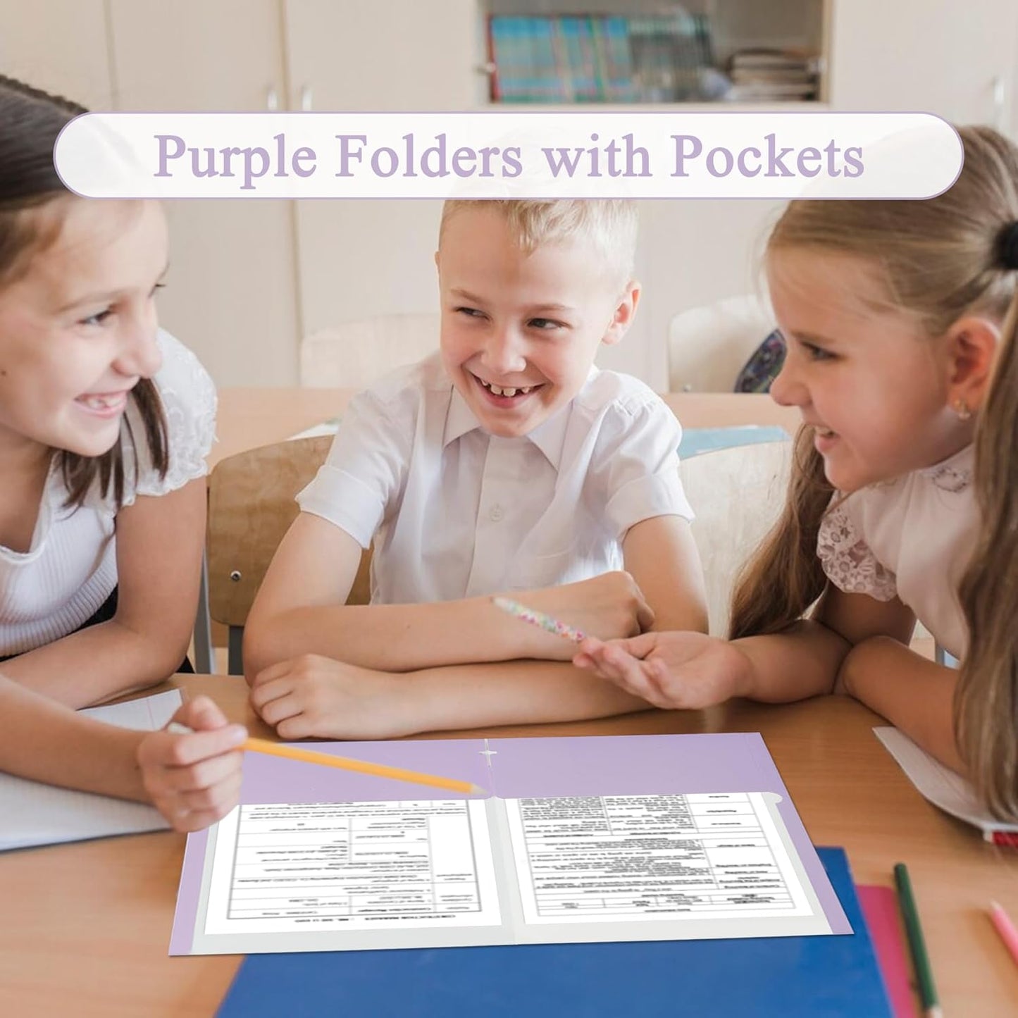 Zzrywuty File Folders with Pockets Letter Size, 25-Pack Paper Folders with Card Slot, Two Pocket Folders for School Students, Businessmen, Home and Office Workers（Purple）