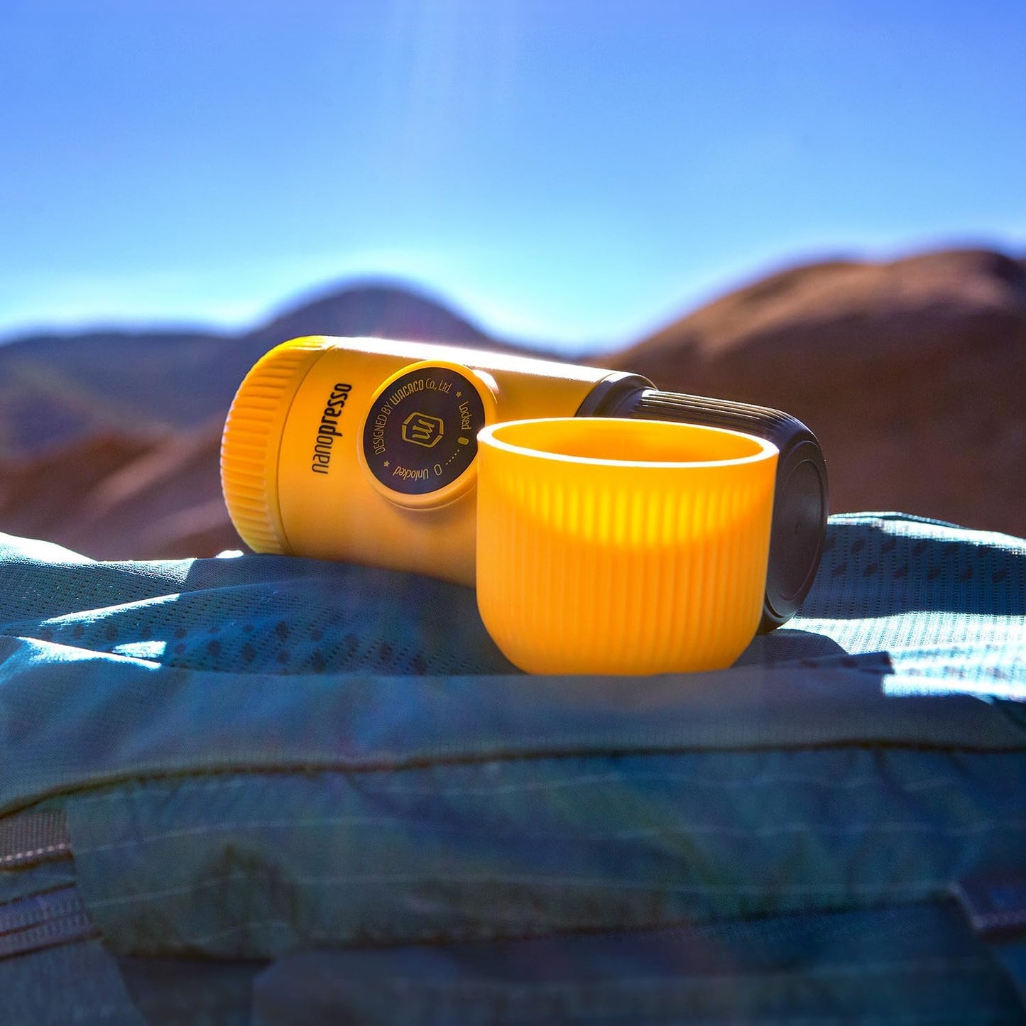 WACACO Nanopresso Portable Espresso Maker, Upgrade Version of Minipresso, 18 Bar Pressure, Mini Travel Coffee Machine, Manually Operated, Perfect for Camping and Hiking, Yellow