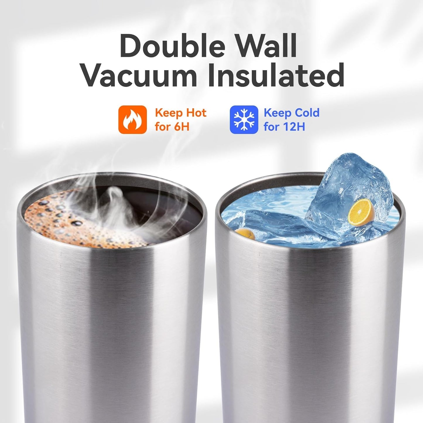 HASLE OUTFITTERS 12oz Skinny Tumbler Bulk, Slim Tumblers Set with Lid, Double Wall Stainless Steel Insulated Travel Coffee Mug, Durable Powder Coated Travel Water Cup(Stainless Steel, 12)