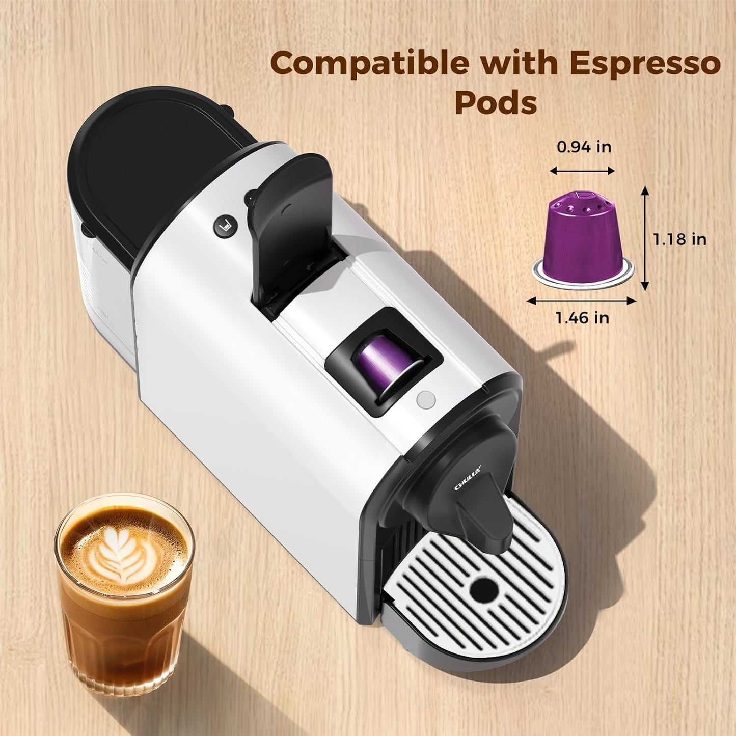 CHULUX Mini Espresso Pod Machine for NS Original Capsule, 20 Bar Single Serve Expresso Coffee Maker, 1400W