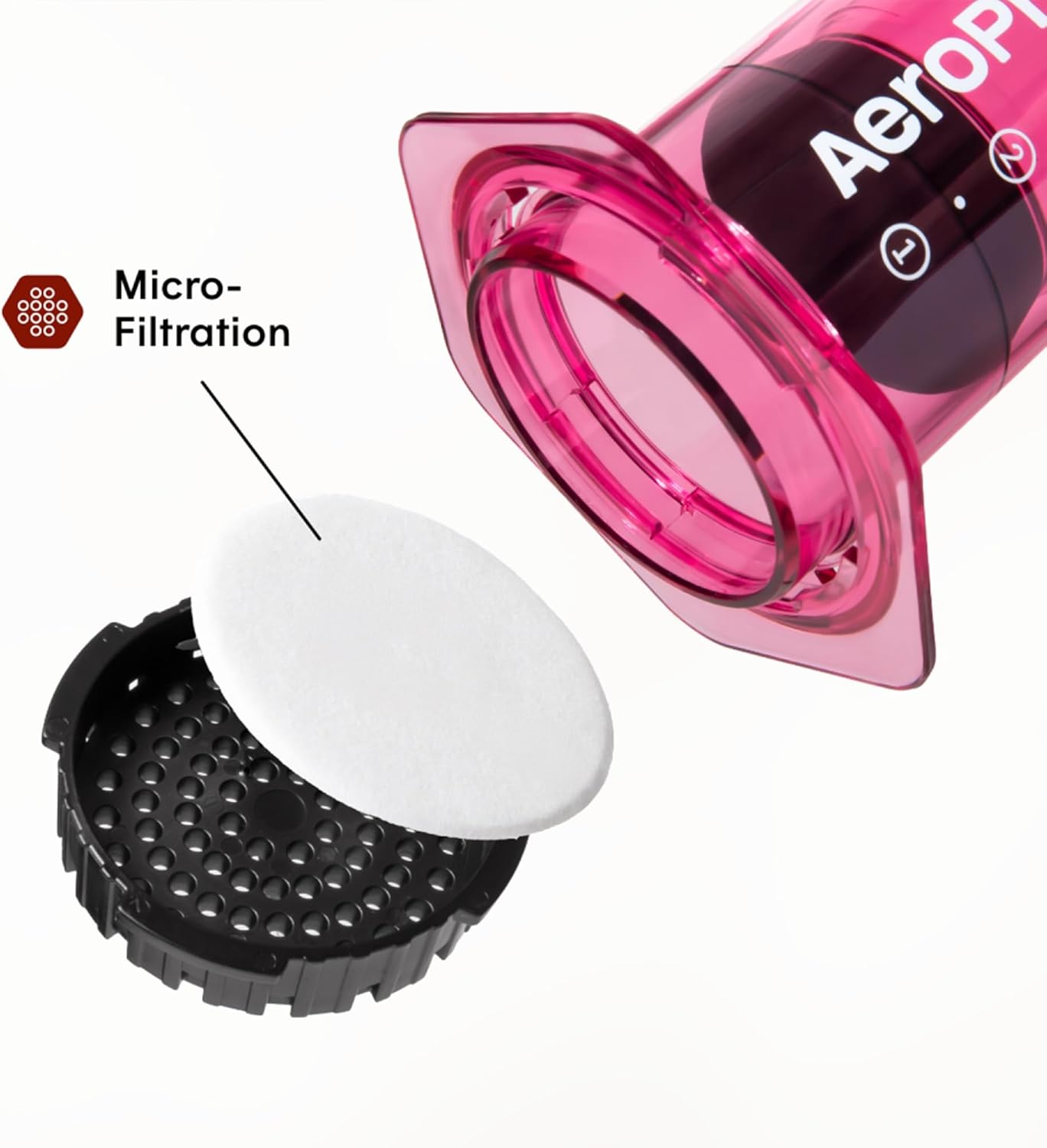 AeroPress Clear Pink Coffee Press – 3 In 1 Brew Method Combines French Press, Espresso, Full Bodied Coffee Without Grit or Bitterness, Small Portable Coffee Maker for Camping & Travel, Pink