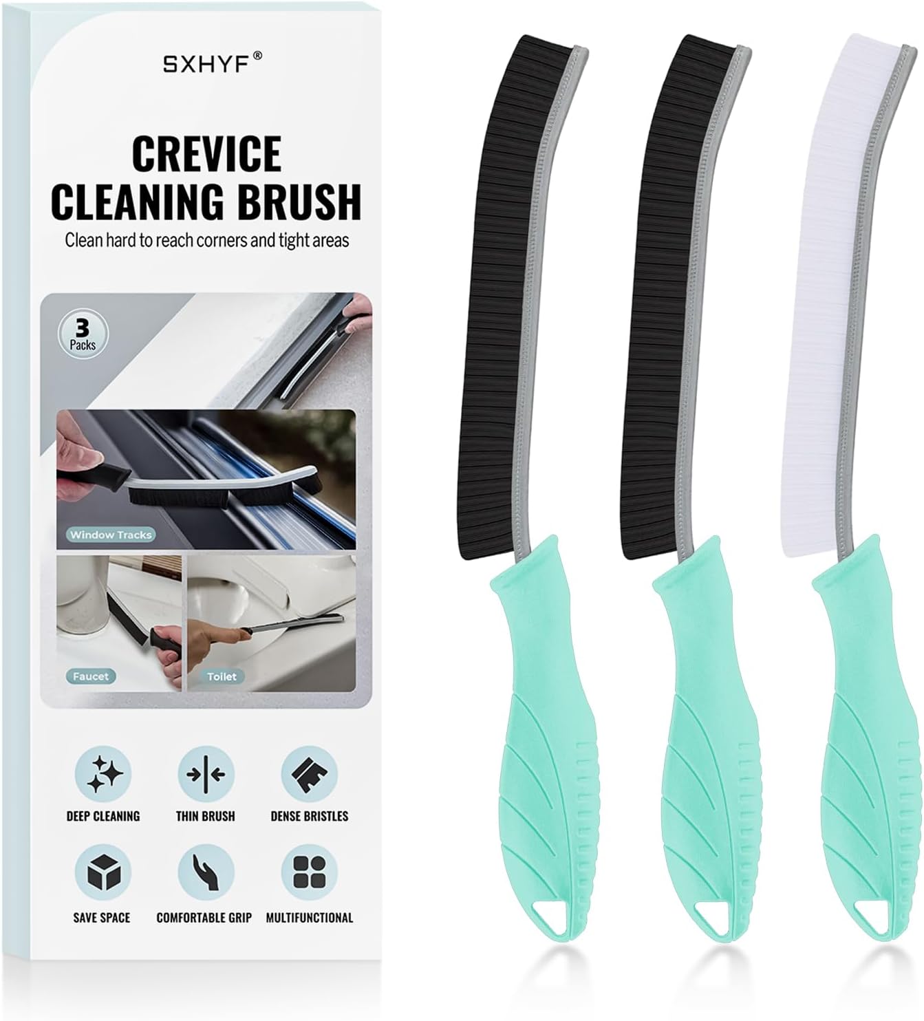 SXhyf Crevice Cleaning Brush - Grout Scrub Brush, House Cleaning Supplies, Gap Cleaning Tools, Home Essentials, Gifts for Women Men, Hard Bristle Crevice Cleaner Brush for Household Use, Bathroom
