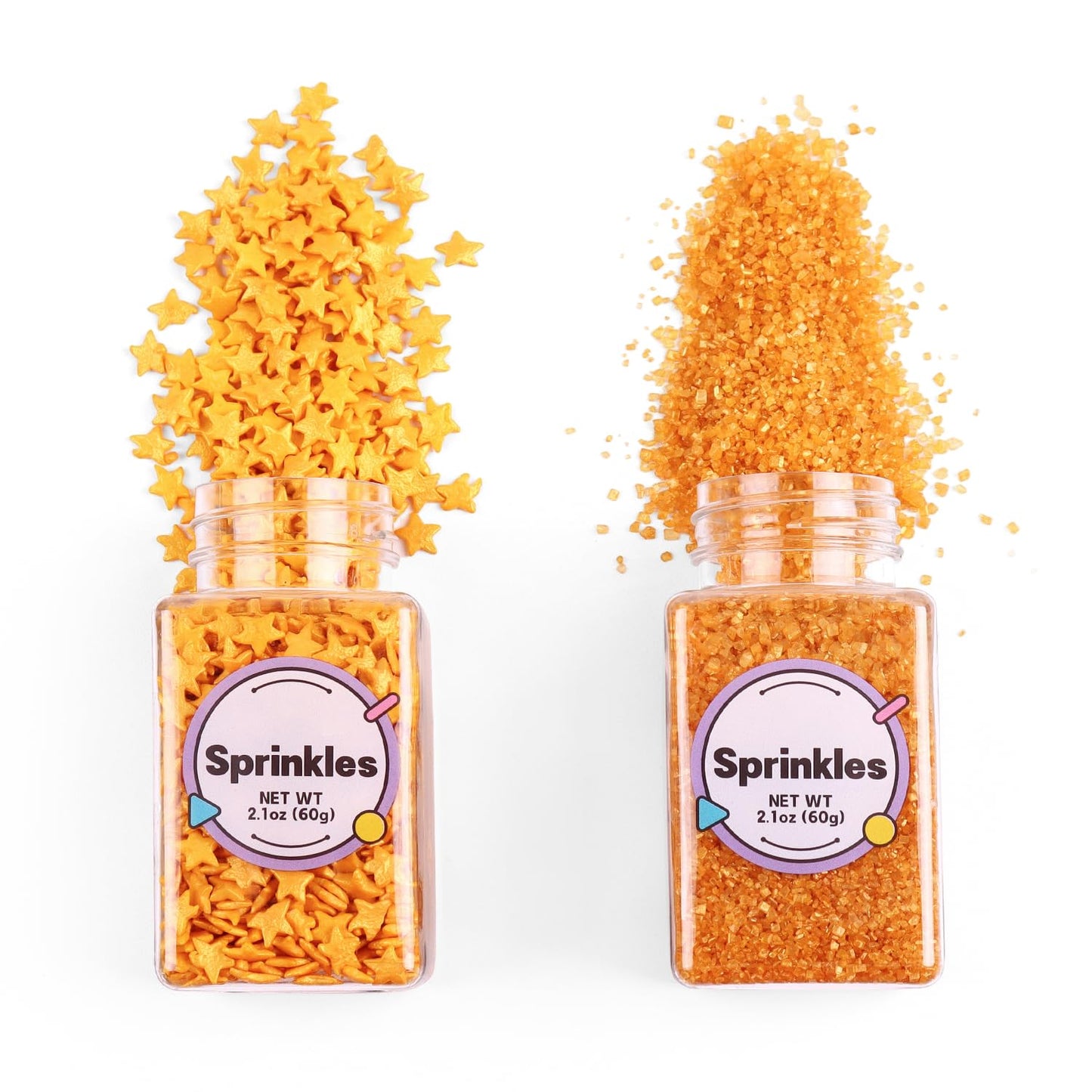 Gold Star Sprinkles for Cake Decorating, Gold Sprinkles, Edible Gold Sanding Sugar for Cake, Cupcake, Cookies, and Ice Cream Toppings. (120g/4.2oz)