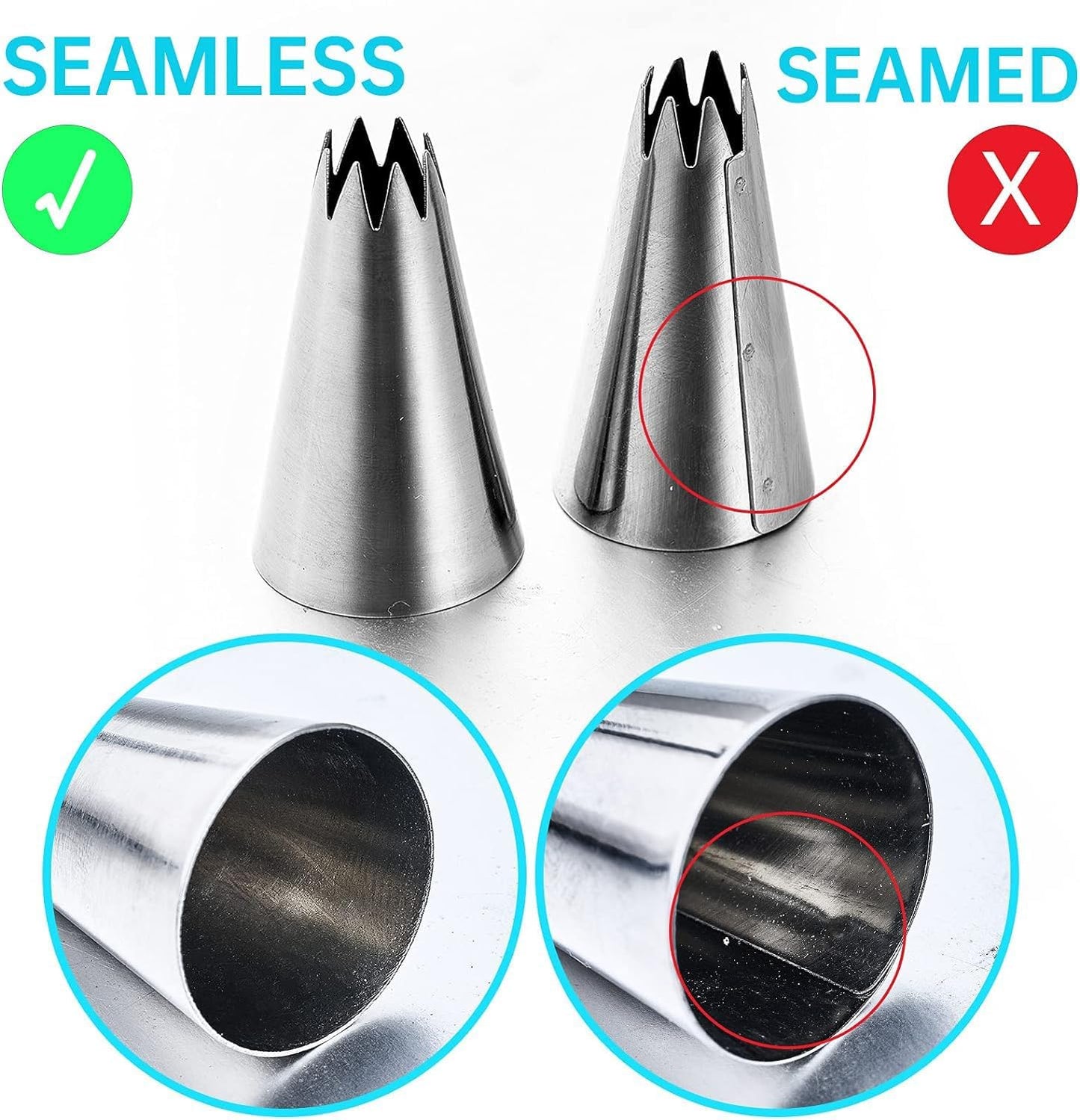 Large Piping Tips Set, Stainless Steel Cake Decorating Icing Tips Nozzles, Pastry Cake Decorating Tips Baking Tools For Cookies Cupcake Decorating Kit (1M 2D 1A 6B 853 895 114)