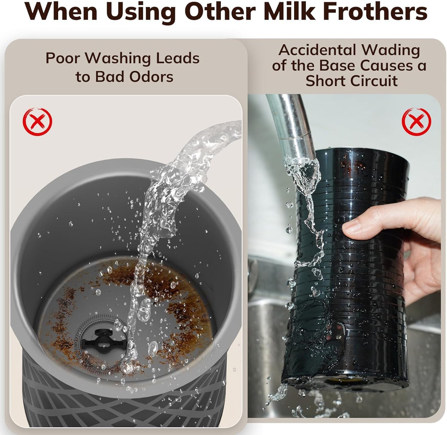 Large Electric Milk Frother and Steamer, 16.9oz/500ml Milk Steamer and Frother for Latte or Hot Chocolate, Dishwasher Safe, 6 Functions, Enjoy Perfect Milk Froth in 2 Min (White-Stainless Steel)