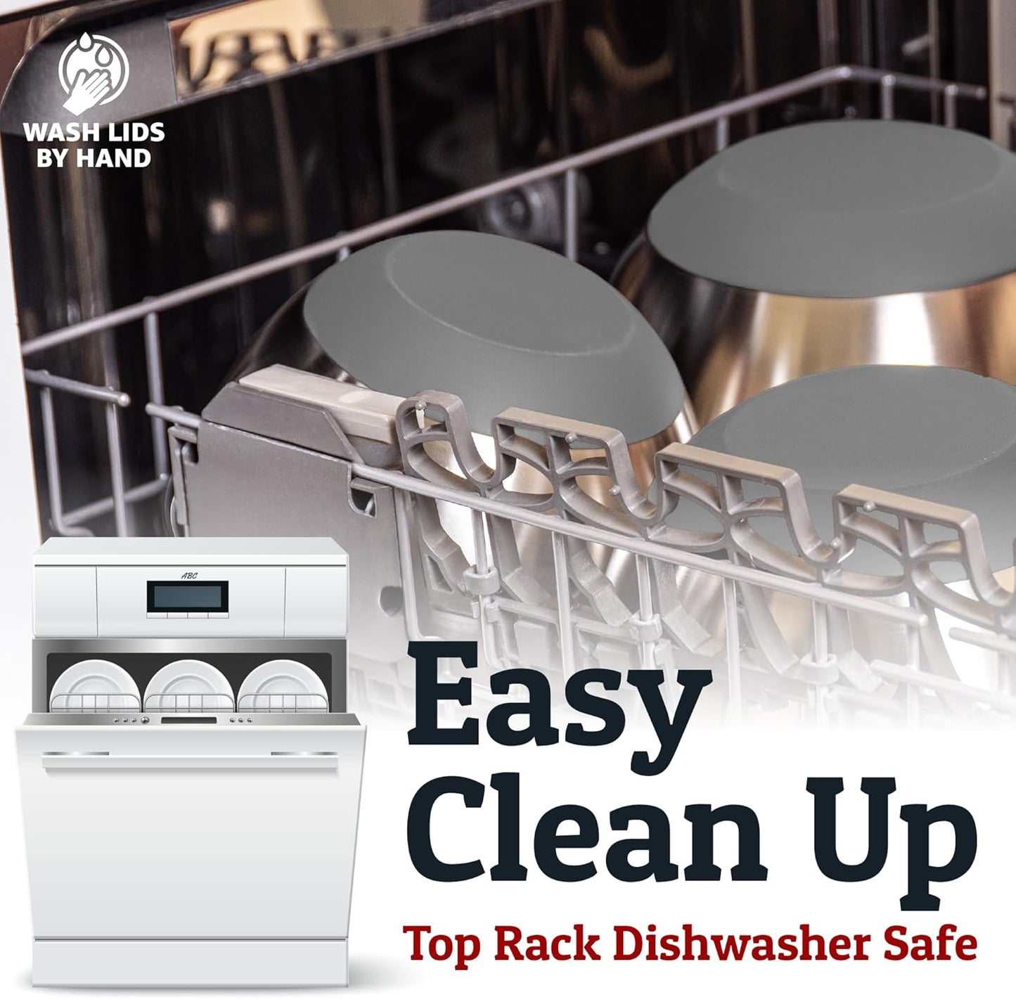 Priority Chef 6Pc Large Mixing Bowls With Lids Set with Non-Slip Bases, Stainless Steel Mixing Bowl Set, 6 Airtight Lids and 3 Graters, Grey