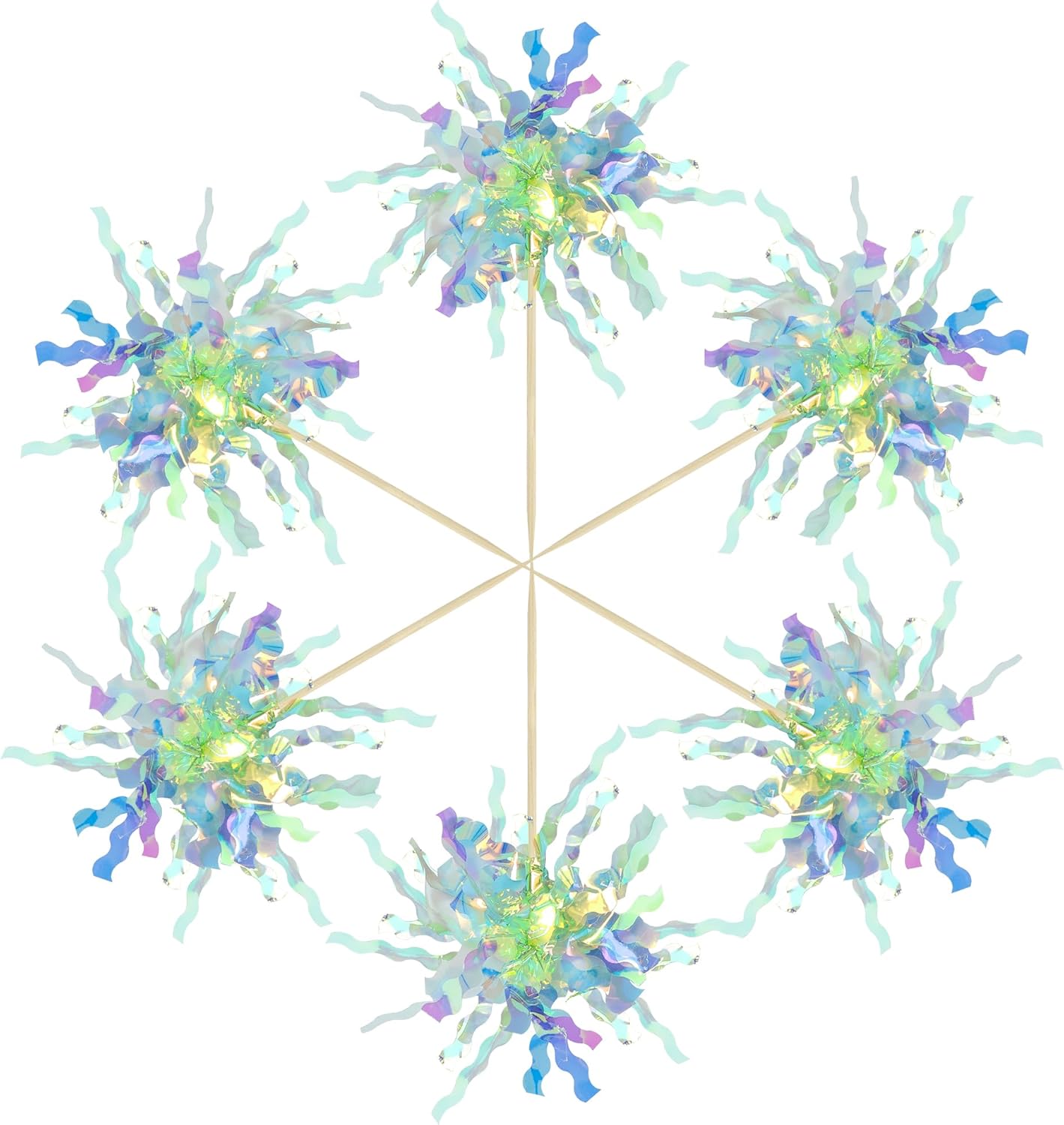 Gyufise 30Pcs Foil Firework Cupcake Toppers Sparkle Tinsel Cake Toppers Tinsel Drink Cake Decoration Cocktail Picks for Birthday Wedding Graduation Party Supplies Green