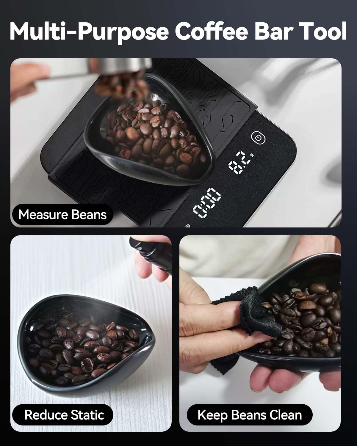 Coffee Bean Dosing Cup and Spray Bottle Kit grey