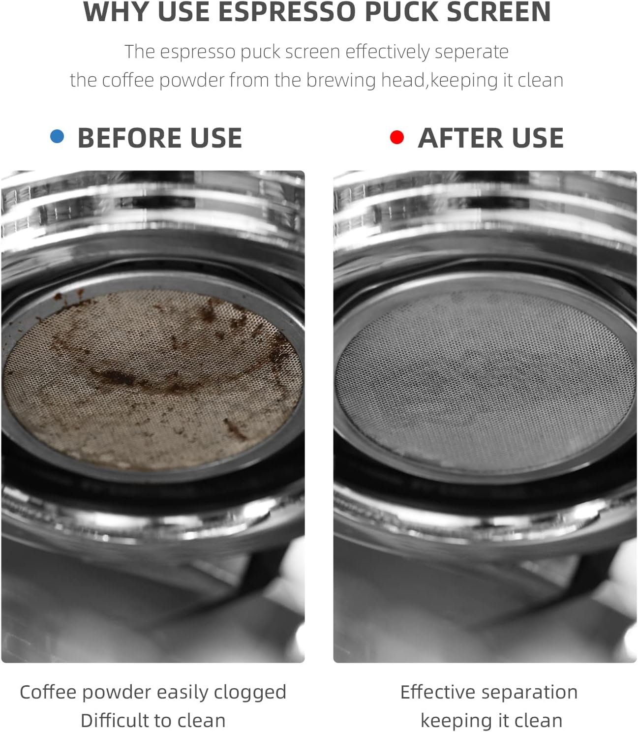 MHW-3BOMBER 58.5mm Espresso Puck Screen with Round Hole 2 Packs Metal Espresso Filter 0.8mm Thickness Coffee Filter for La Marzocco/Gaggia FG7011-OS