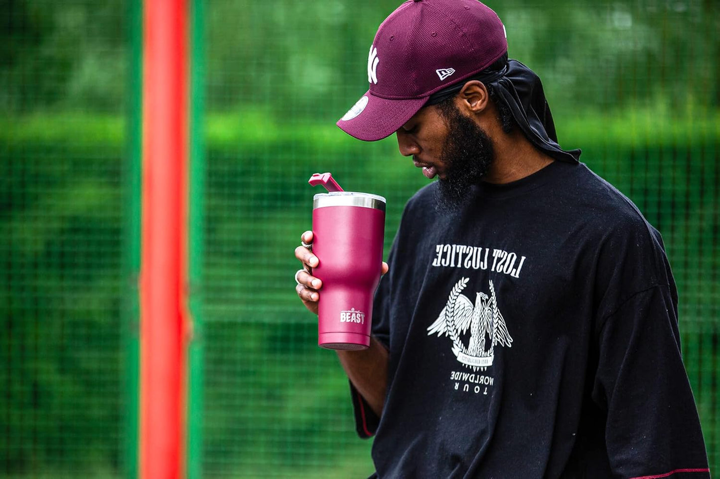 Beast 40 oz Tumbler Stainless Steel Vacuum Insulated Coffee Ice Cup Double Wall Travel Flask (Cranberry Red)