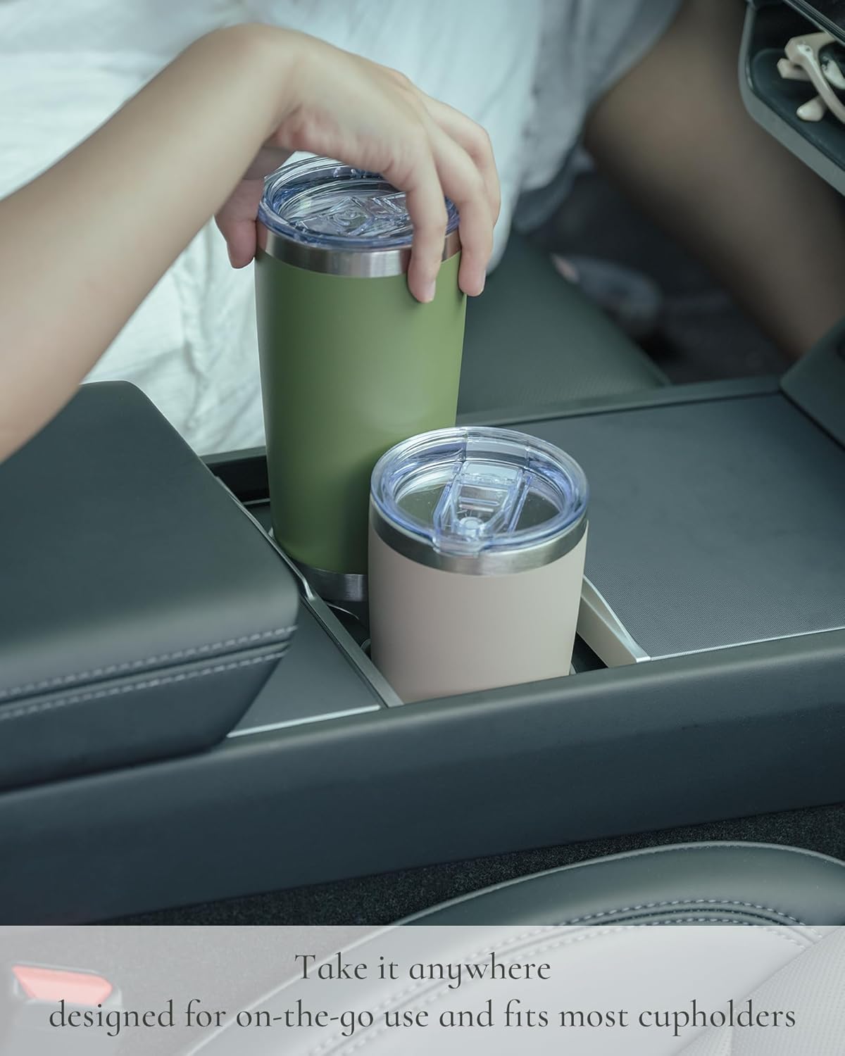 Travel Coffee Tumbler 20oz, 4 Pack Leakproof Travel Coffee Mug with Lid and Straw, Stainless Steel Double Wall Vacuum Insulated Tumbler for Hot/Iced Drinks (Textured Matte, Soft Pink)