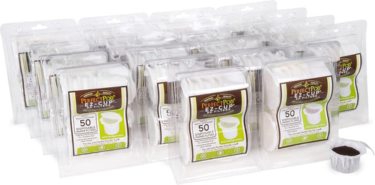 Perfect Pod EZ-Cup Paper Coffee Filters with Patented Lid for Single-Serve Coffee Brewers and Coffee Pods, Compatible with Keurig, 18-Pack (900 Filters)