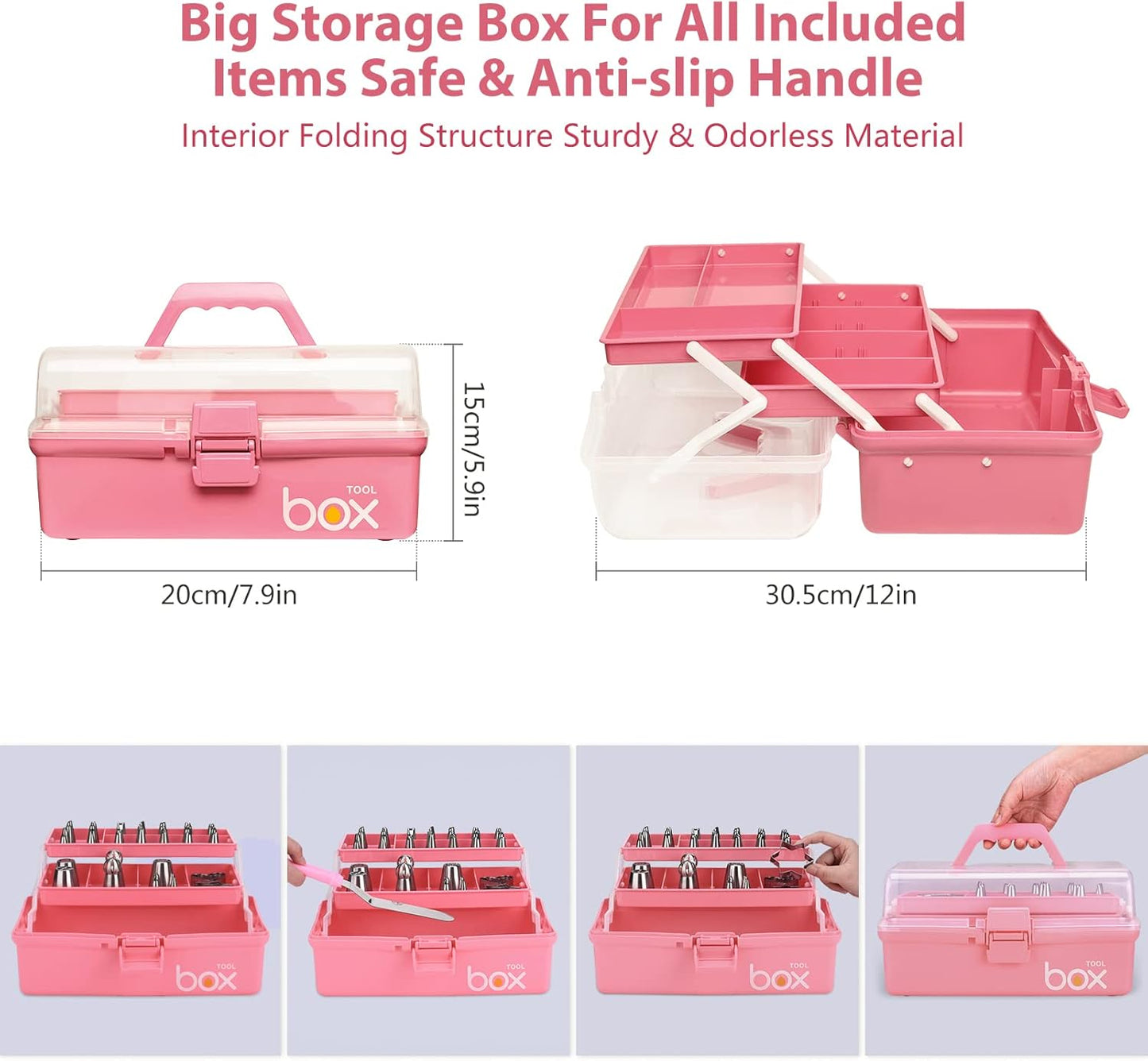 Cake Decorating Supplies Tools Kit: 358pcs Baking Accessories with Storage Case - Piping Bags and Icing Tips Set - Cupcake Cookie Frosting Fondant Bakery Set for Adults Beginners or Professional, Pink