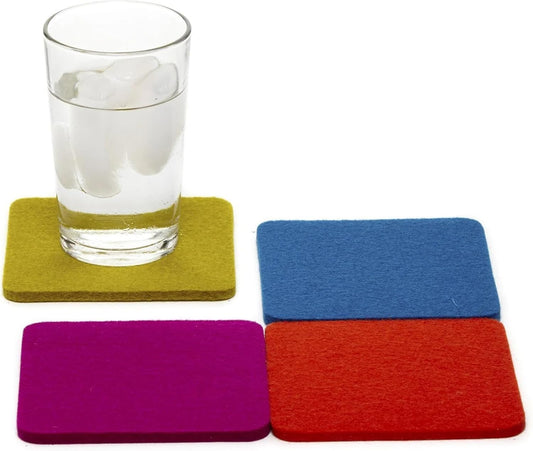 Graf Lantz - Bierfilzl Merino Wool Square Coasters Set of 4 - Electric (4"x4"x5mm) - Absorbs 30% of Weight, Natural German Wool - Heat Resistant, Sustainable, Reusable - Home Decor, Coffee Table Decor