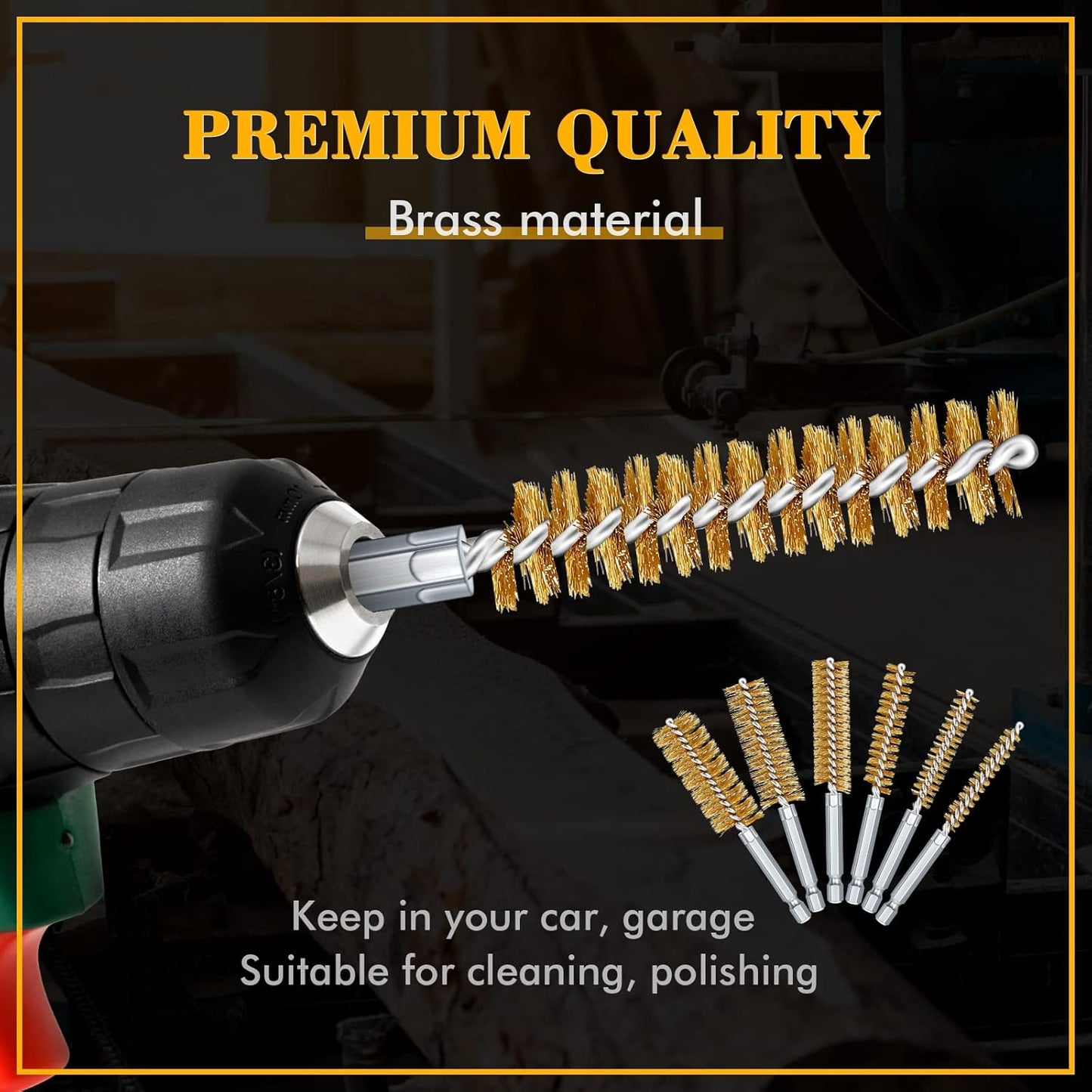 12 Pieces Bore Brush for Drill Wire Bore Brush Set Wire Cleaning Set Stainless Steel Cleaning for Power Drill Impact Driver (Brass)