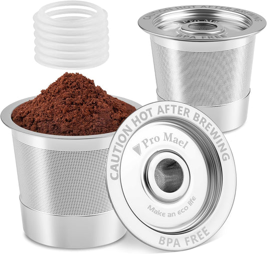 Pro Mael 2-Pack Reusable K Cups Coffee Pods, Universal Stainless Steel Refillable Reusable K Cup Coffee Filters