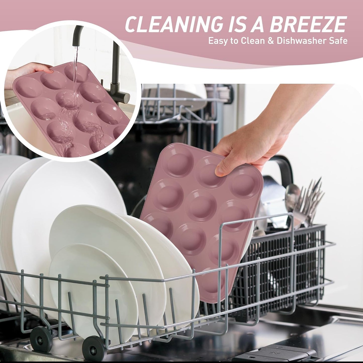 2 Pack 12 Cups Muffin Pan with Metal Reinforced Frame Regular Size Silicone Molds Cupcake Cake Baking Pans Cookie Baking Chocoflan Cupcake Mold Silicone Egg Bite Molds Baking Items Stuff