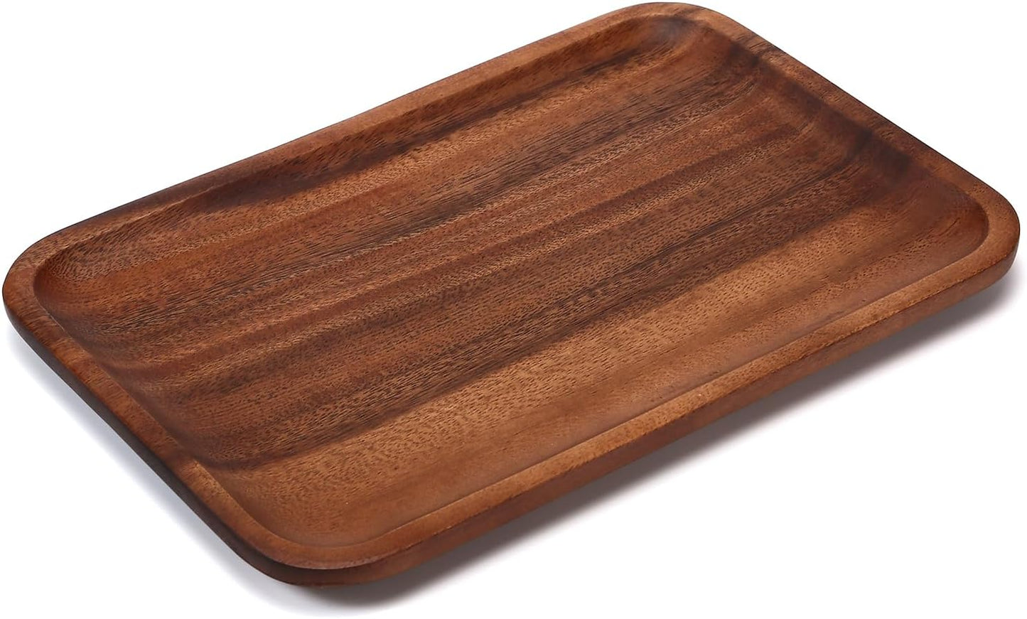 Serving Acacia Wood Valet Tray for Men Women, Catch All Acacia Mens Key Dump Bedside Nightstand Organizer EDC Decorative Wooden Tray for Phone Watch Wallet Keys Jewelry