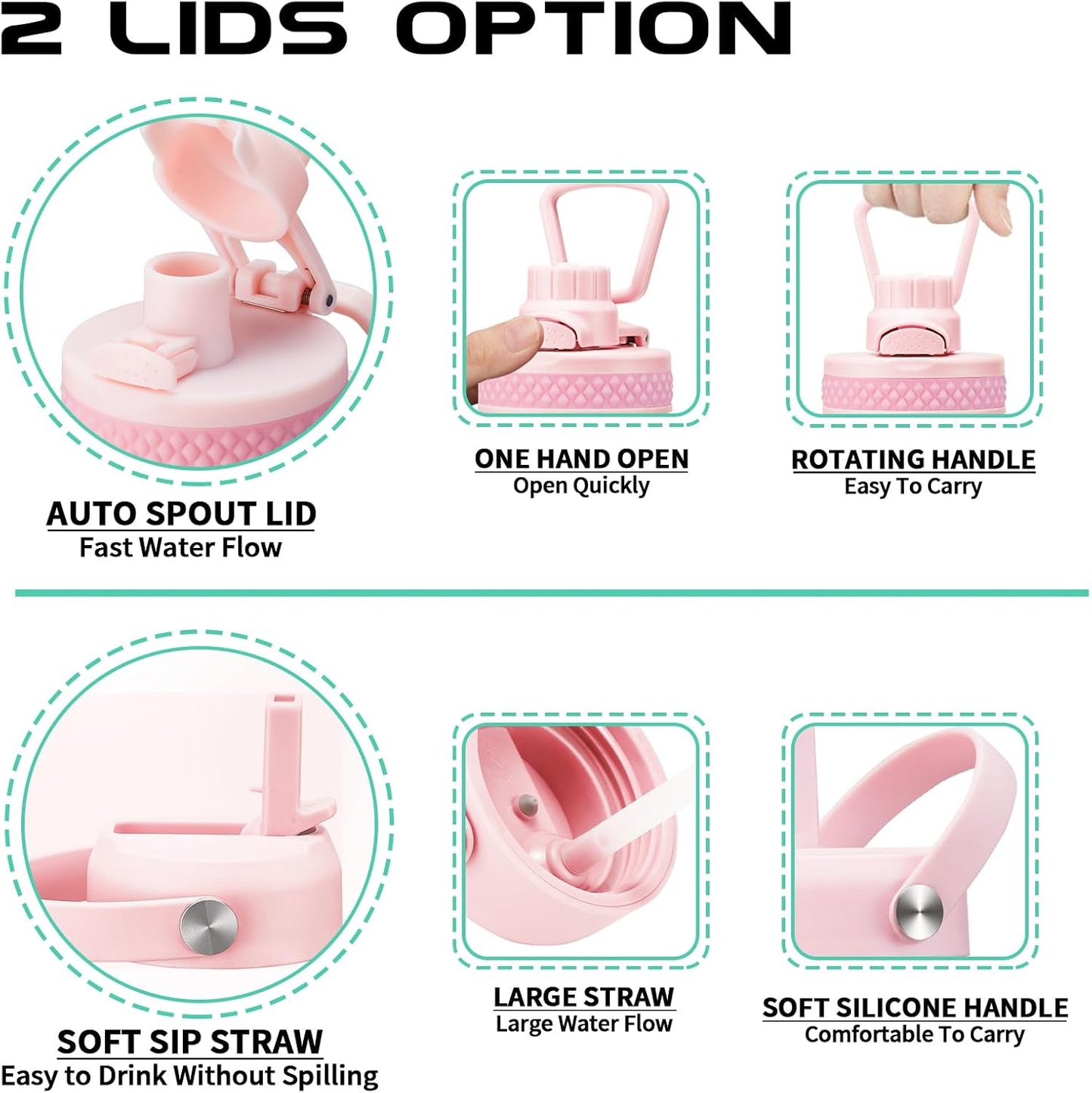 40 oz Insulated Water Bottles with Straw & Auto Chug Lid, Paracord Handle, Metal Flask Keep Cold-48H & Hot-24H, Double Vacuum Stainless Steel Travel Jug with Carrying Case for Gym Workout Running