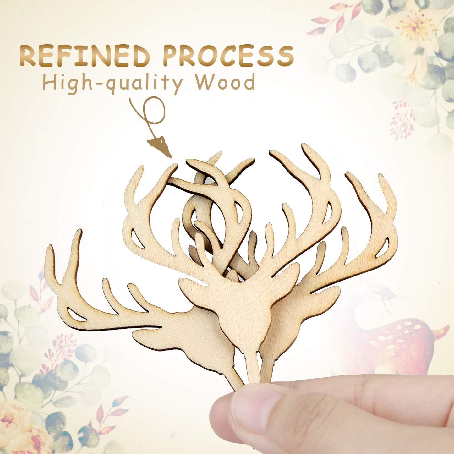 Wooden Deer Cupcake Toppers Antler Cake Picks Wedding Baby Shower Birthday Hunting Rustic Country Party Cake Decoration Supplies 24 Counts