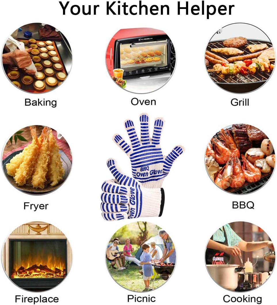 CZSYZCZS Extreme Heat Resistant Oven Gloves - 932F - Cooking Gloves for BBQ, Grilling, Baking,Cutting, Smoker Fireplace